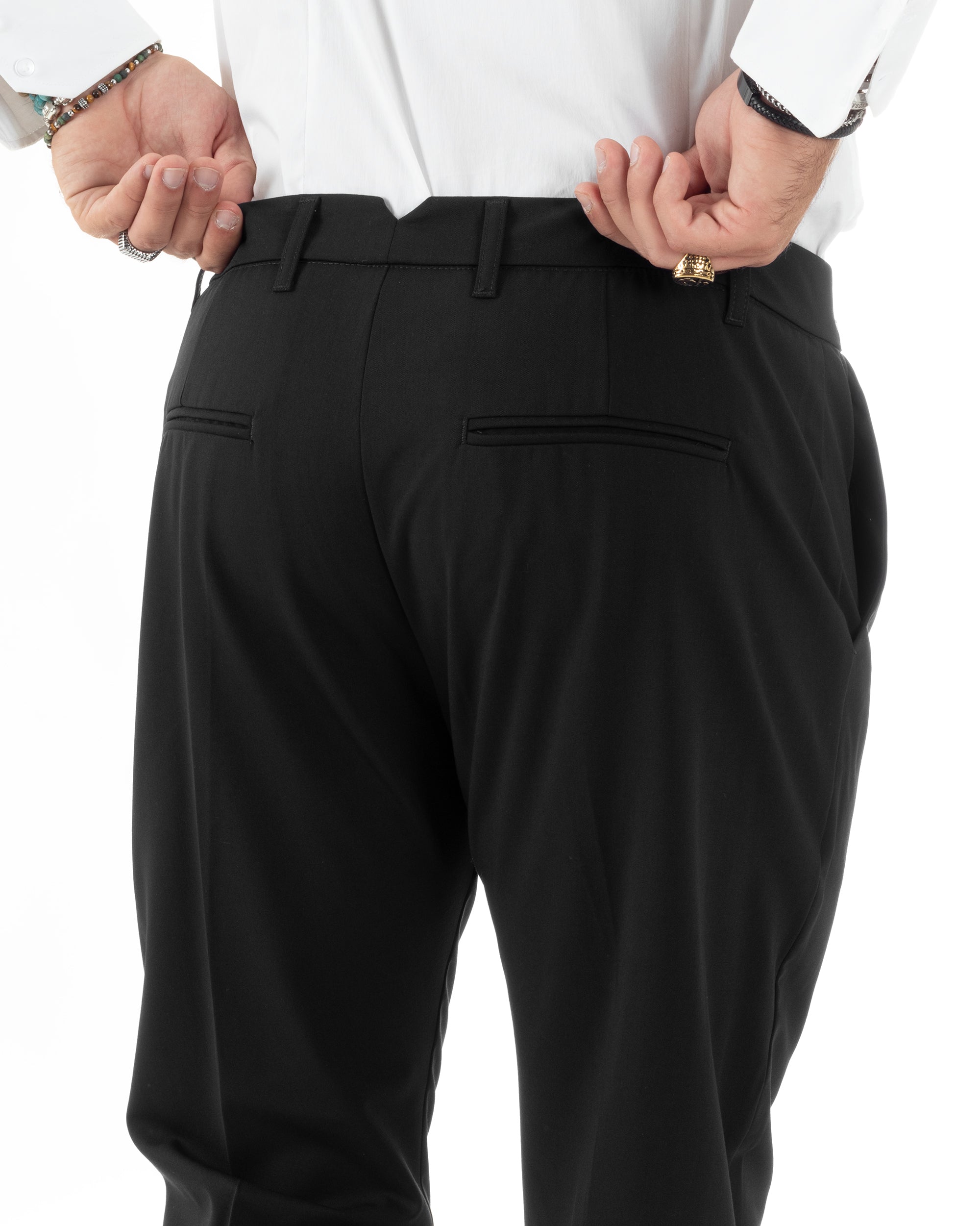 Abito Uomo Monopetto Vestito Viscosa Completo Giacca Pantaloni Elegante Casual Tinta Unita Nero GIOSAL-AE1079A