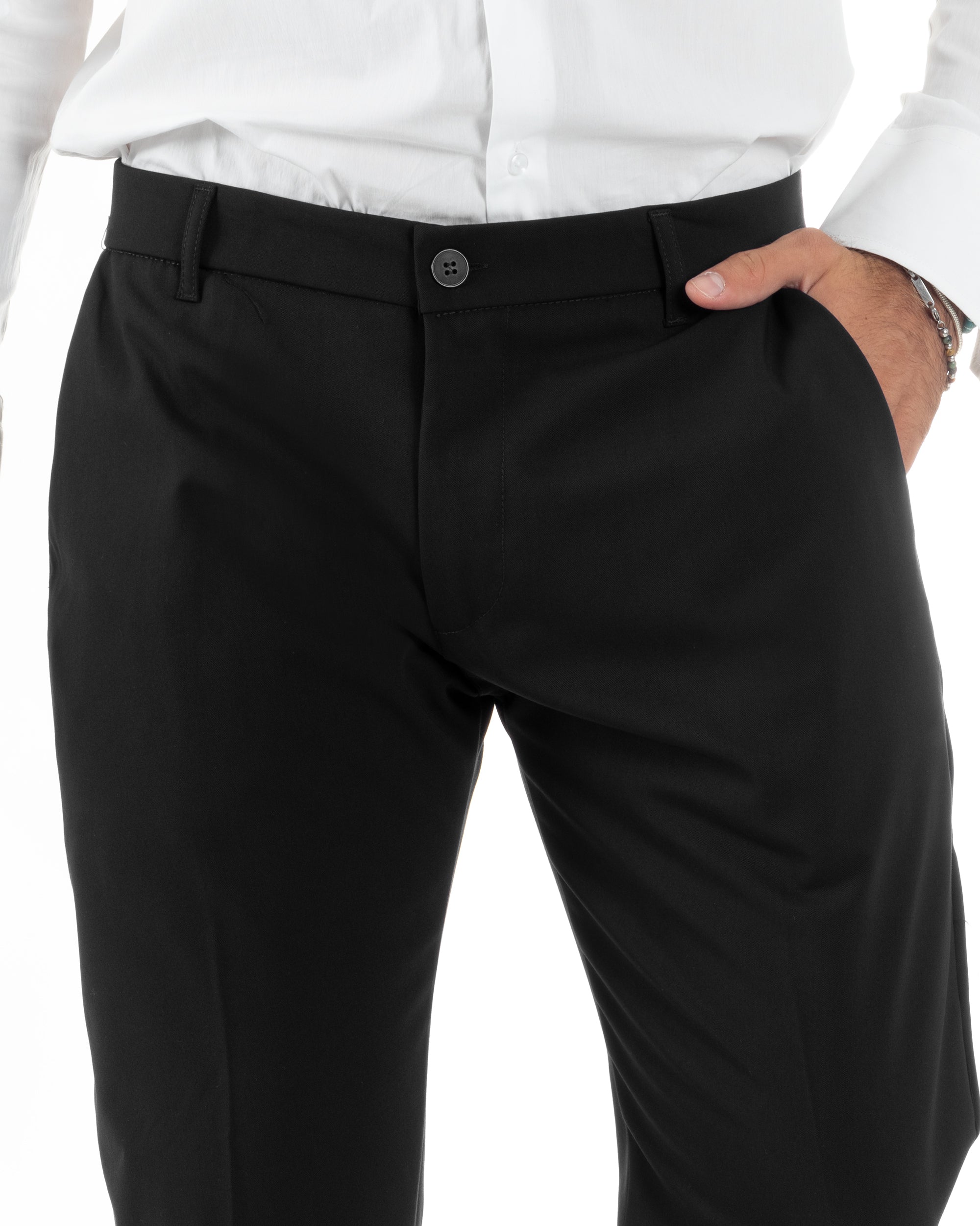 Abito Uomo Doppiopetto Vestito Sartoriale Elegante Completo Giacca Pantaloni Casual Tinta Unita Nero GIOSAL-AE1092A
