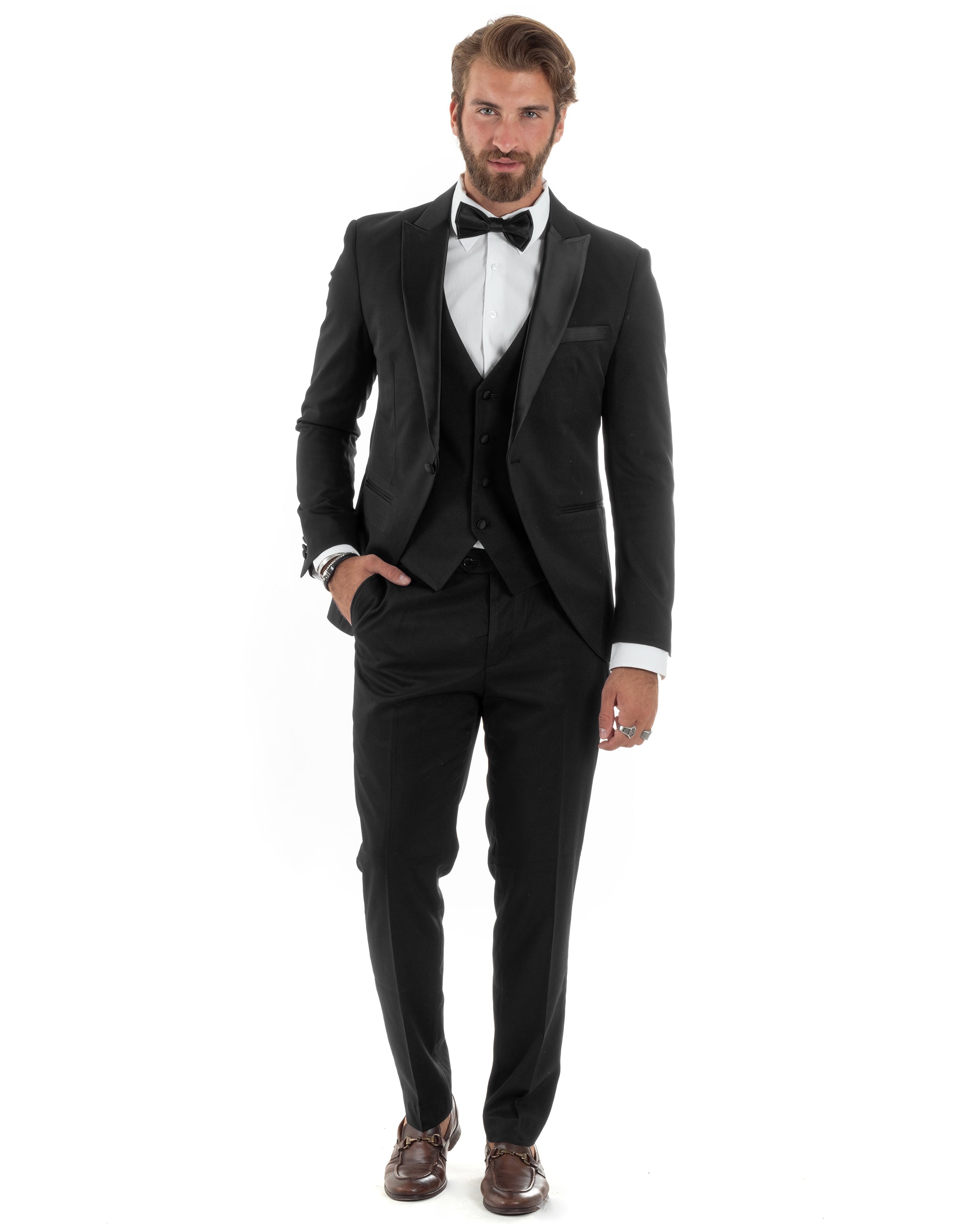 Abito Uomo Monopetto Vestito Pezzi Completo Giacca Pantaloni Panciot