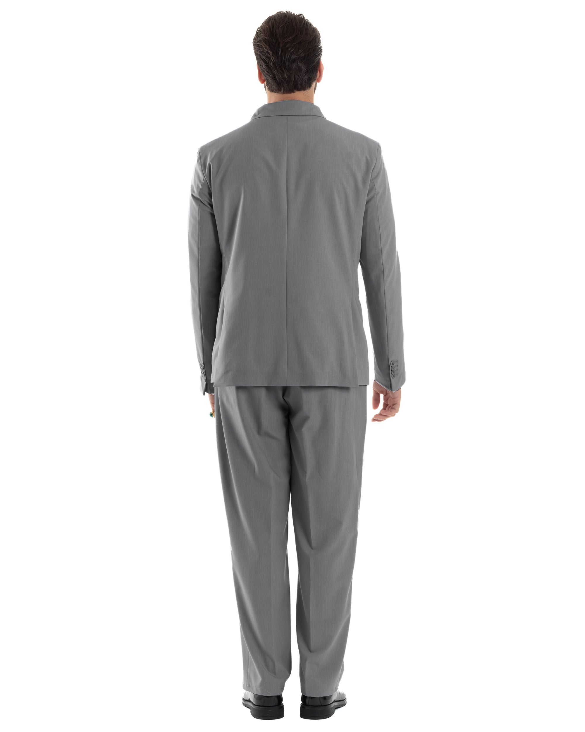 Herren-Anzugjacke aus Viskose, zweireihig, locker geschnitten, mit spitzem Revers, weitem Bein und Bundfaltenhose, lässig-locker, grau, GIOSAL-AE1119A