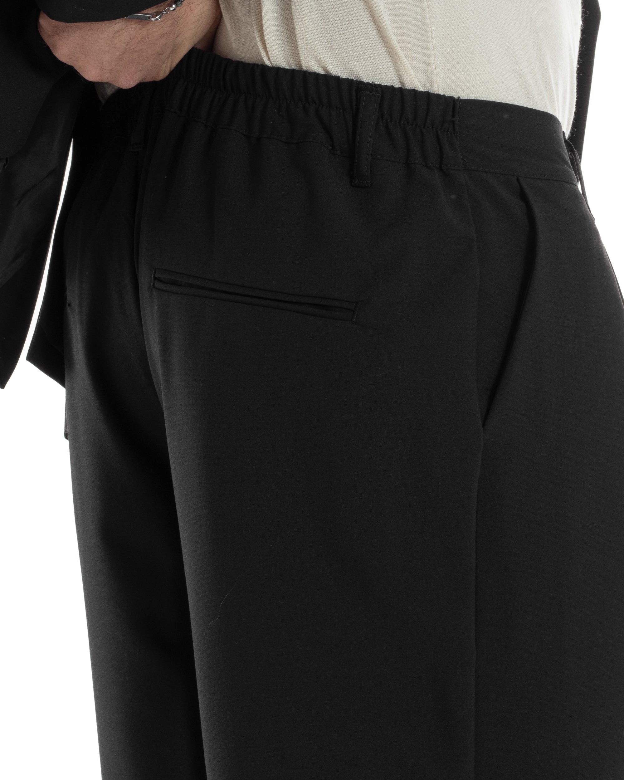 Herren-Anzugjacke aus Viskose, zweireihig, locker geschnitten, mit spitzem Revers, weitem Bein und Bundfaltenhose, lässig-locker, schwarz, GIOSAL-AE1120A