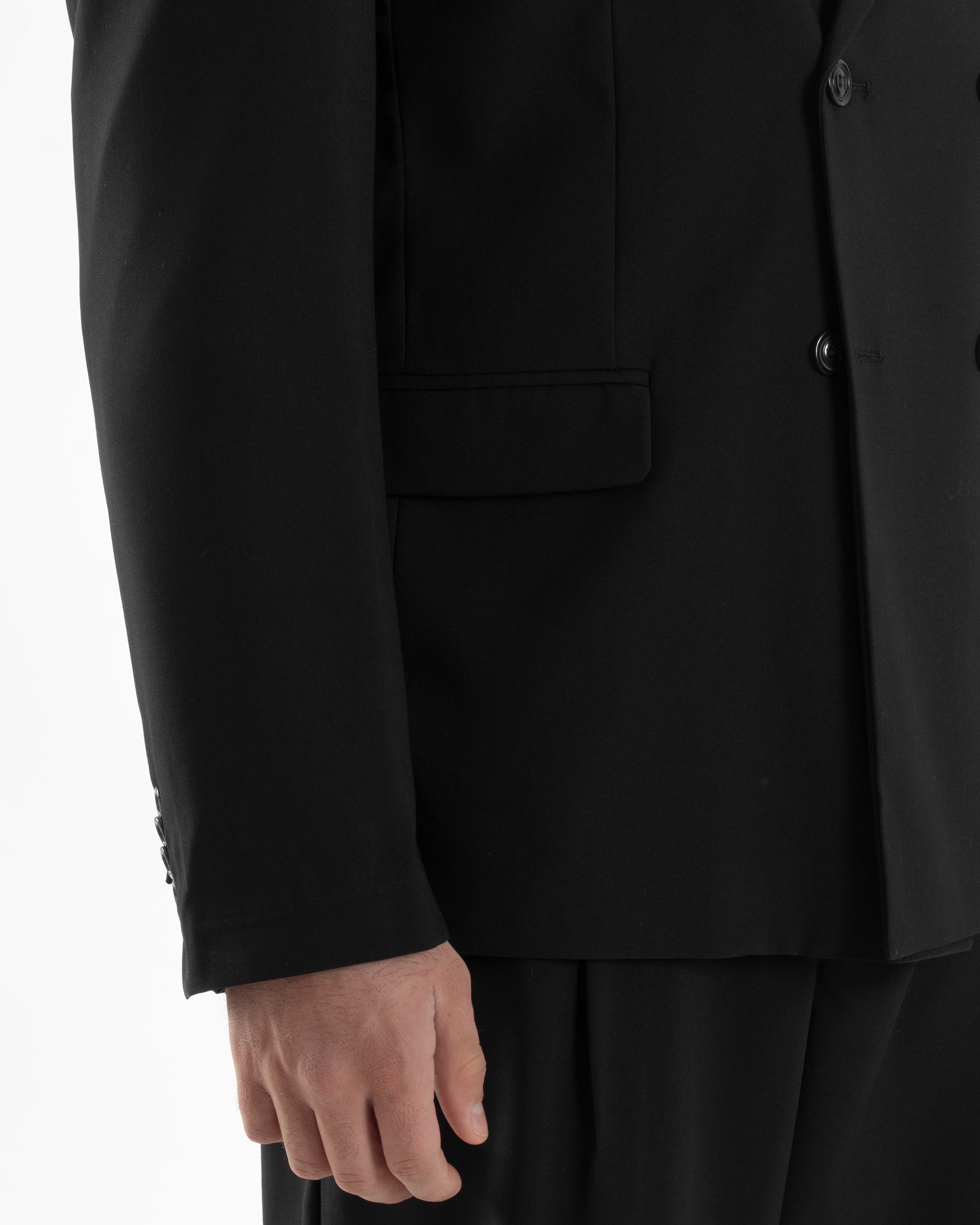 Herren-Anzugjacke aus Viskose, zweireihig, locker geschnitten, mit spitzem Revers, weitem Bein und Bundfaltenhose, lässig-locker, schwarz, GIOSAL-AE1120A