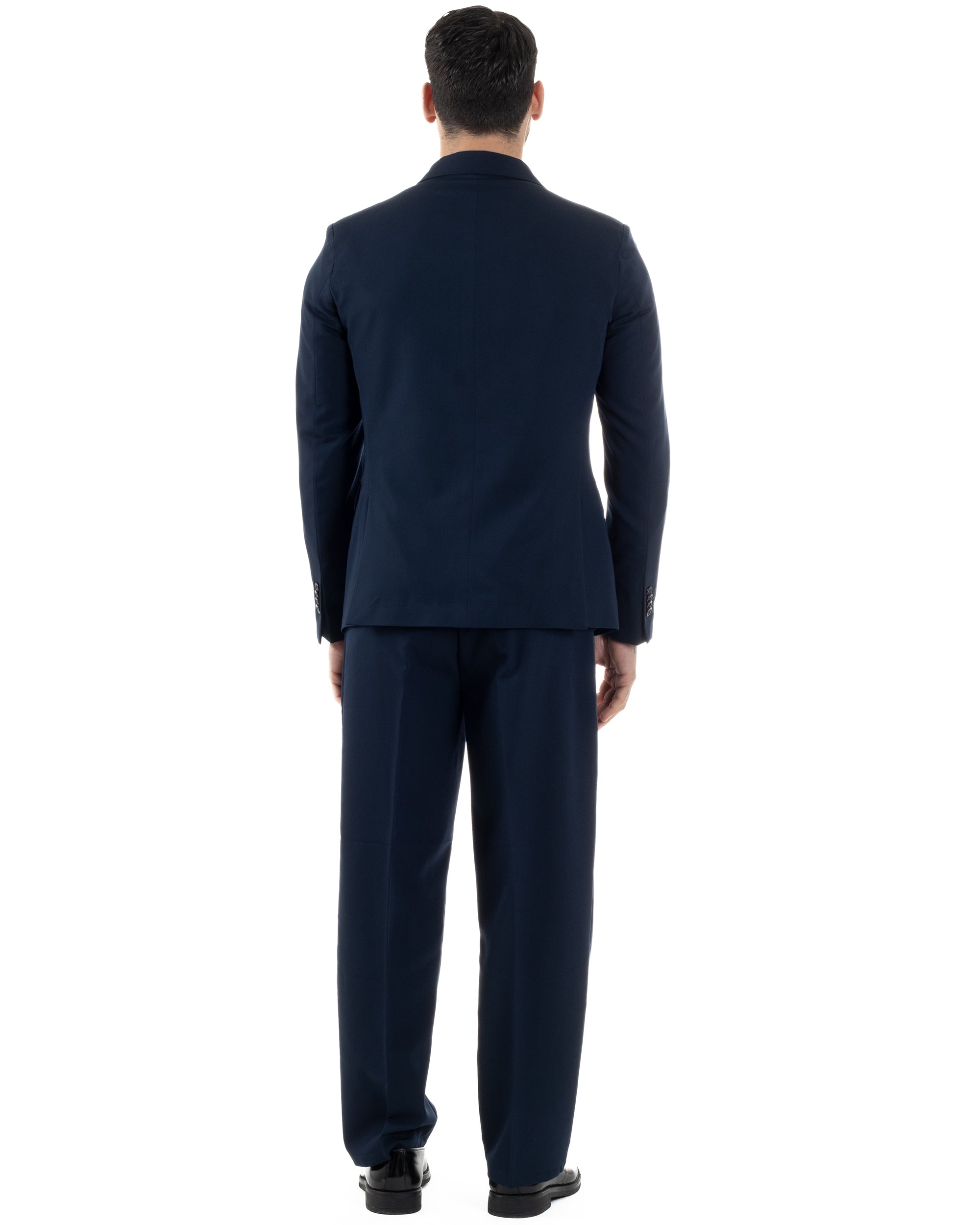 Men's Double Breasted Suit Suit Jacket Pants Buttons Lapels Satin Blue Elegant Tuxedo GIOSAL-AE1050A