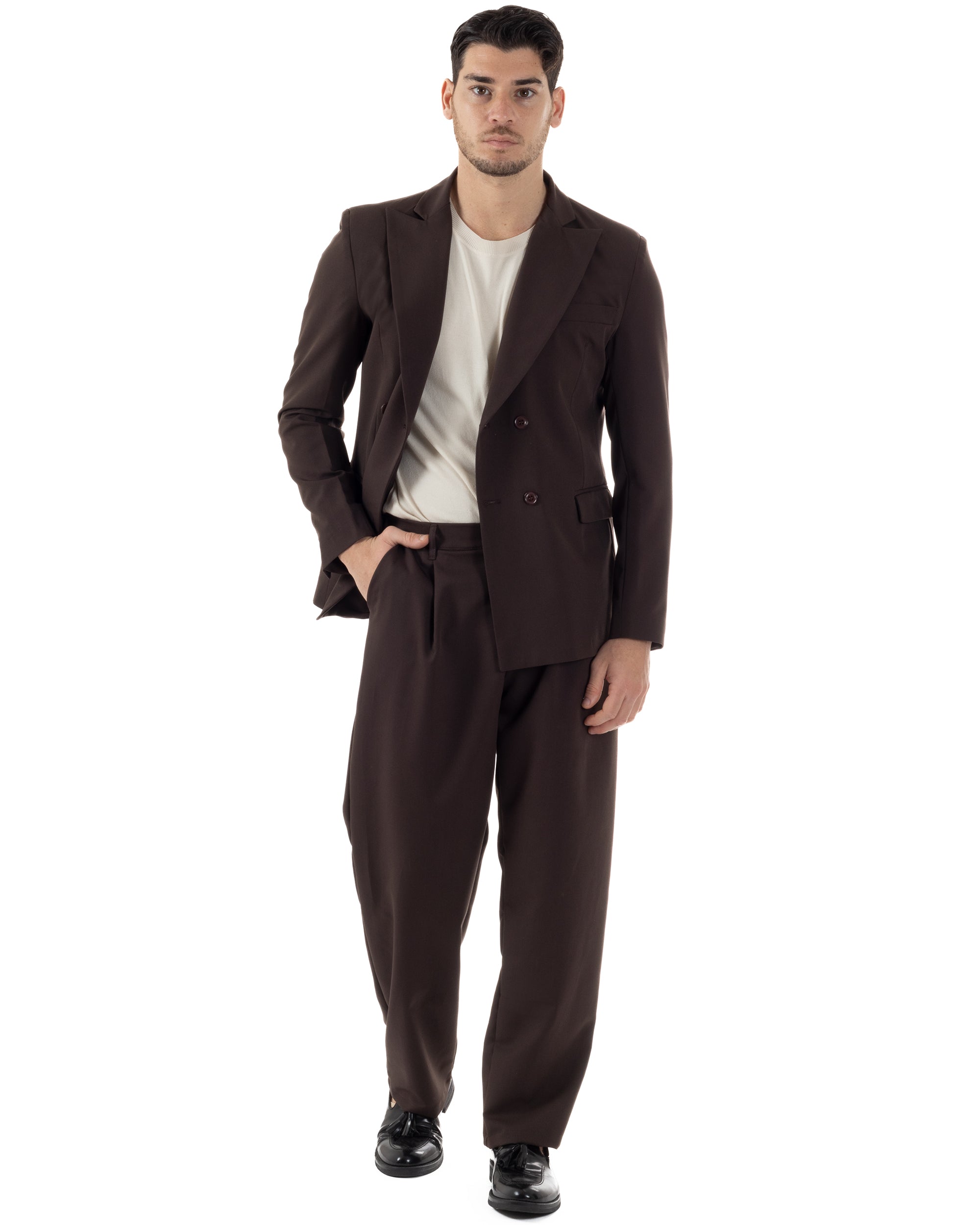 Men's Double Breasted Suit Suit Jacket Pants Buttons Lapels Satin Blue Elegant Tuxedo GIOSAL-AE1050A