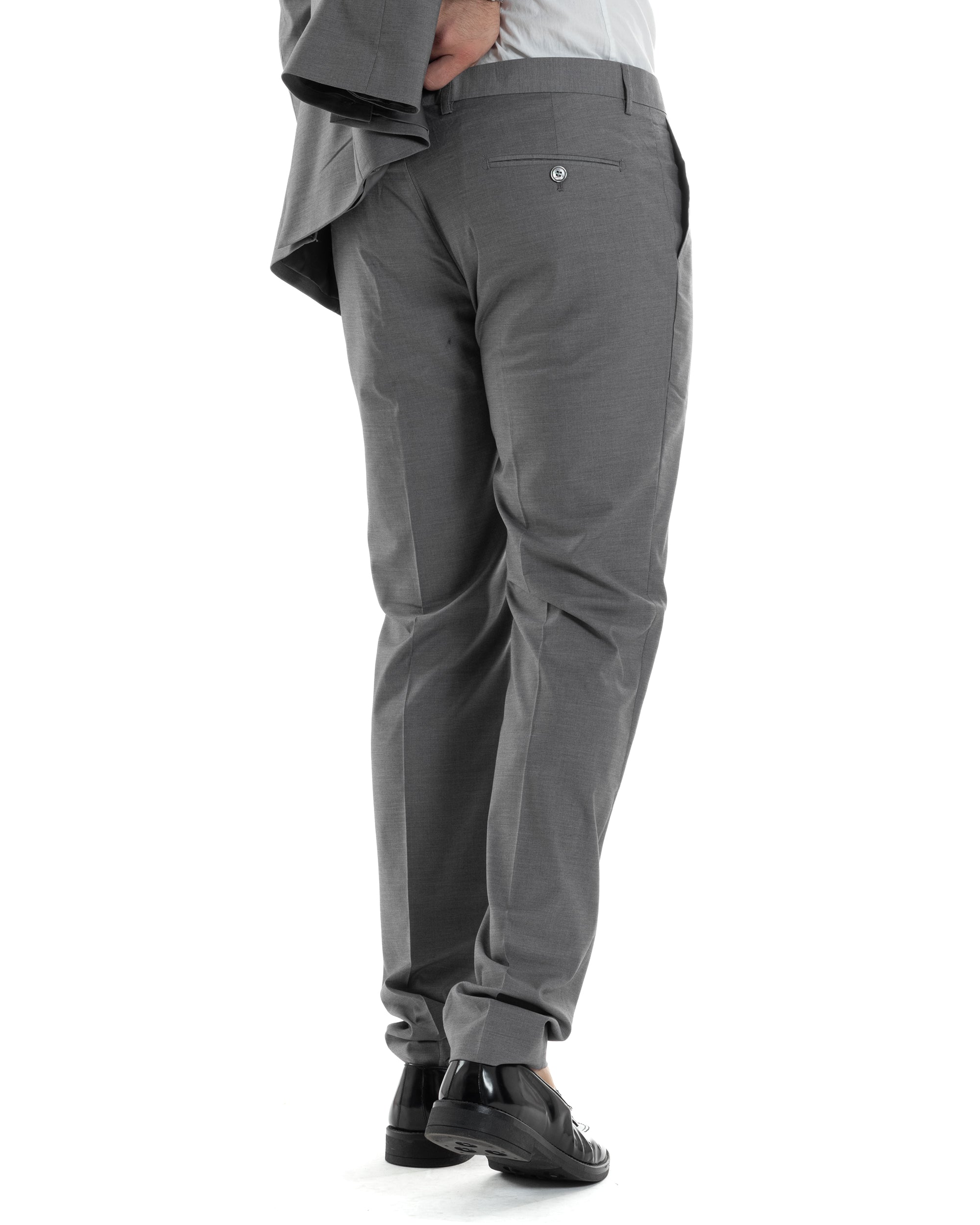 Abito Uomo Monopetto Vestito Viscosa Completo Giacca Pantaloni Elegante Casual Tinta Unita Grigio GIOSAL-AE1128A