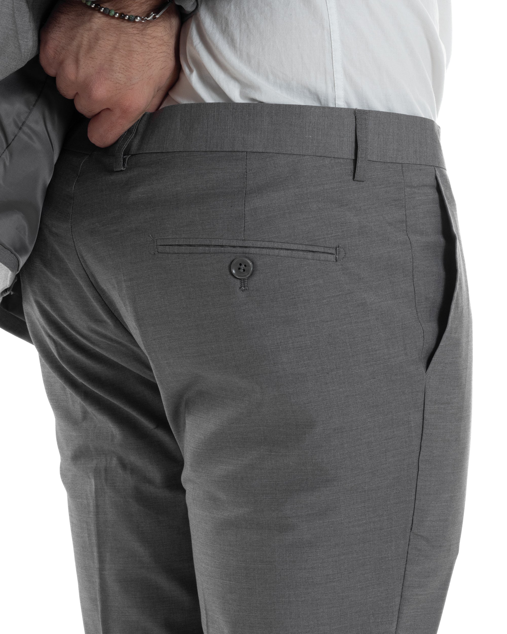 Abito Uomo Monopetto Vestito Viscosa Completo Giacca Pantaloni Elegante Casual Tinta Unita Grigio GIOSAL-AE1128A