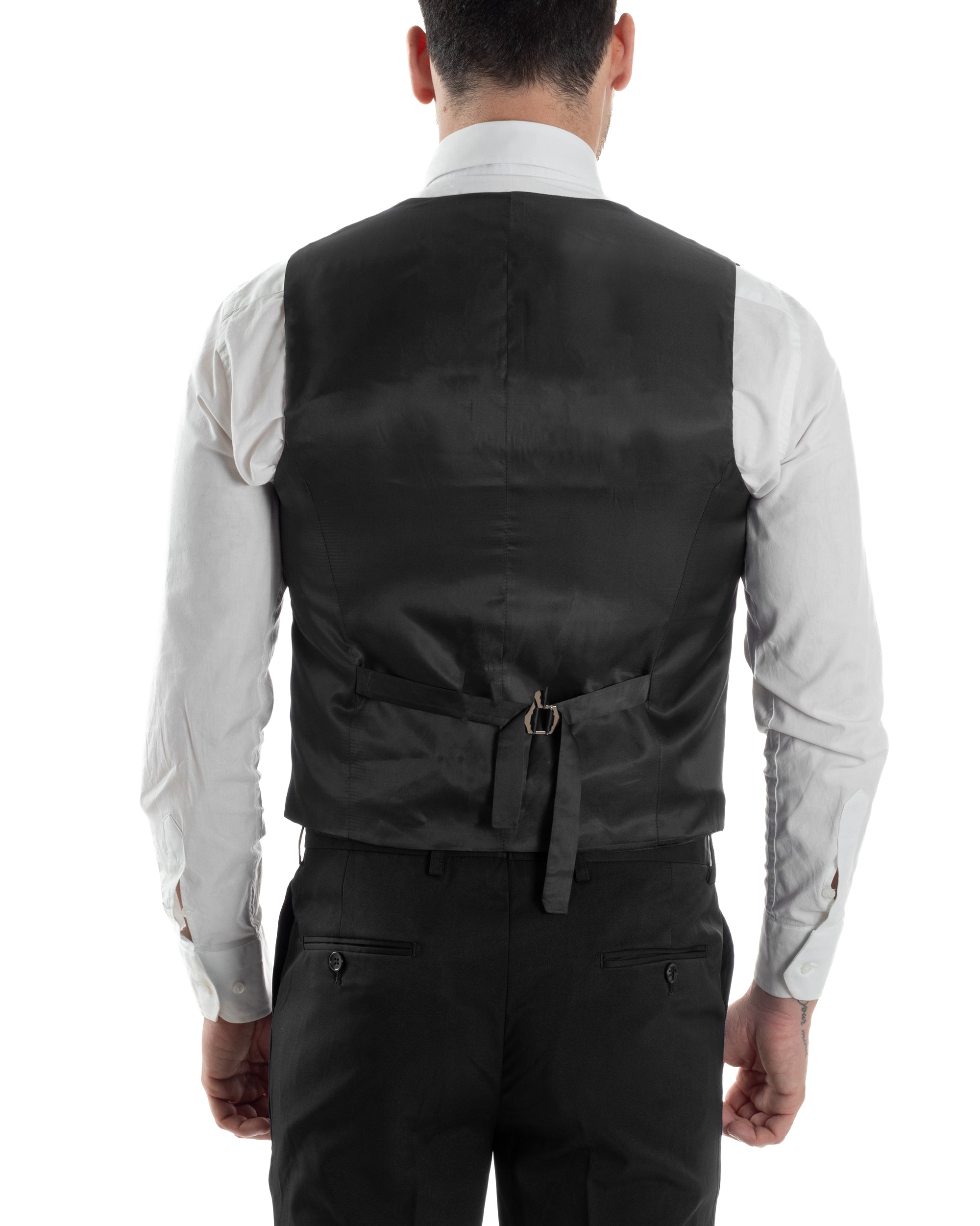 Abito Uomo Monopetto Cerimonia Rever Raso Lucido Vestito 3 Pezzi Panciotto Completo Sposo Panciotto Plastron Nero AE1143A