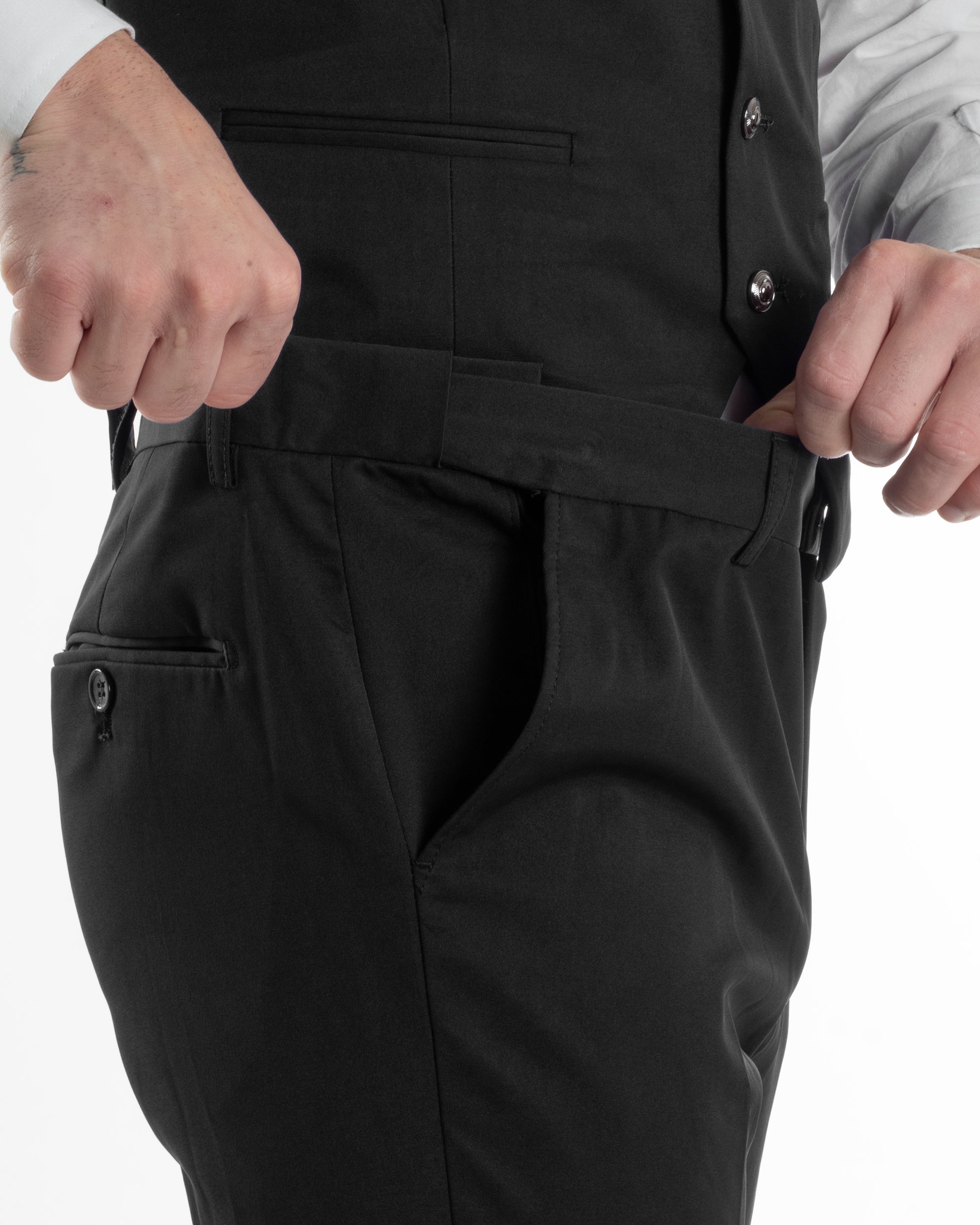 Abito Uomo Monopetto Cerimonia Rever Raso Lucido Vestito 3 Pezzi Completo Sposo Giacca Pantaloni Panciotto Plastron Elegante Sartoriale Nero GIOSAL-AE1143A