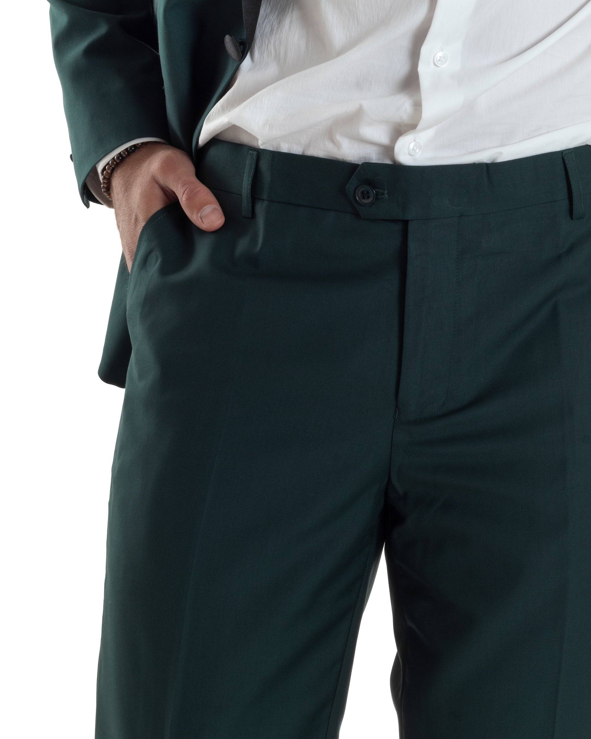 Abito Uomo Monopetto Vestito Completo Giacca Rever Sciallato In Raso Pantaloni Abbottonatura Allungata Smoking Elegante Verde GIOSAL-AE1153A
