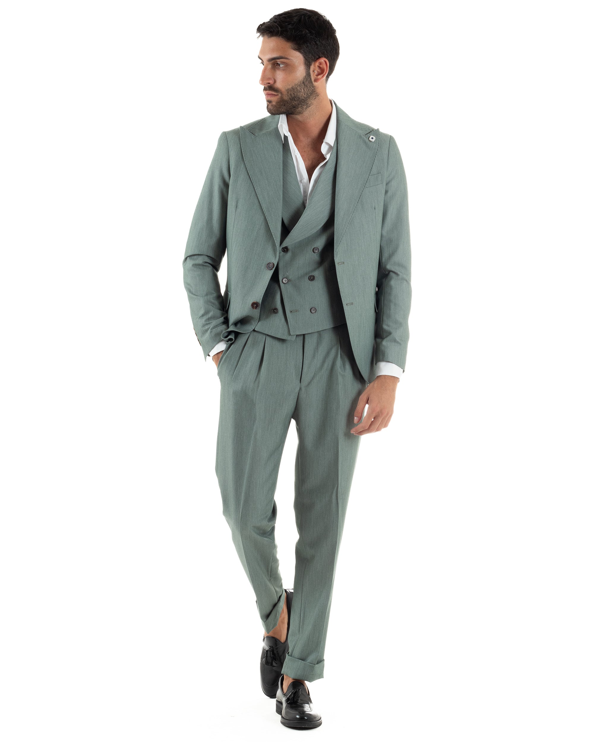 Abito Monopetto Sartoriale Tre Pezzi Gilet Doppiopetto AE1176A