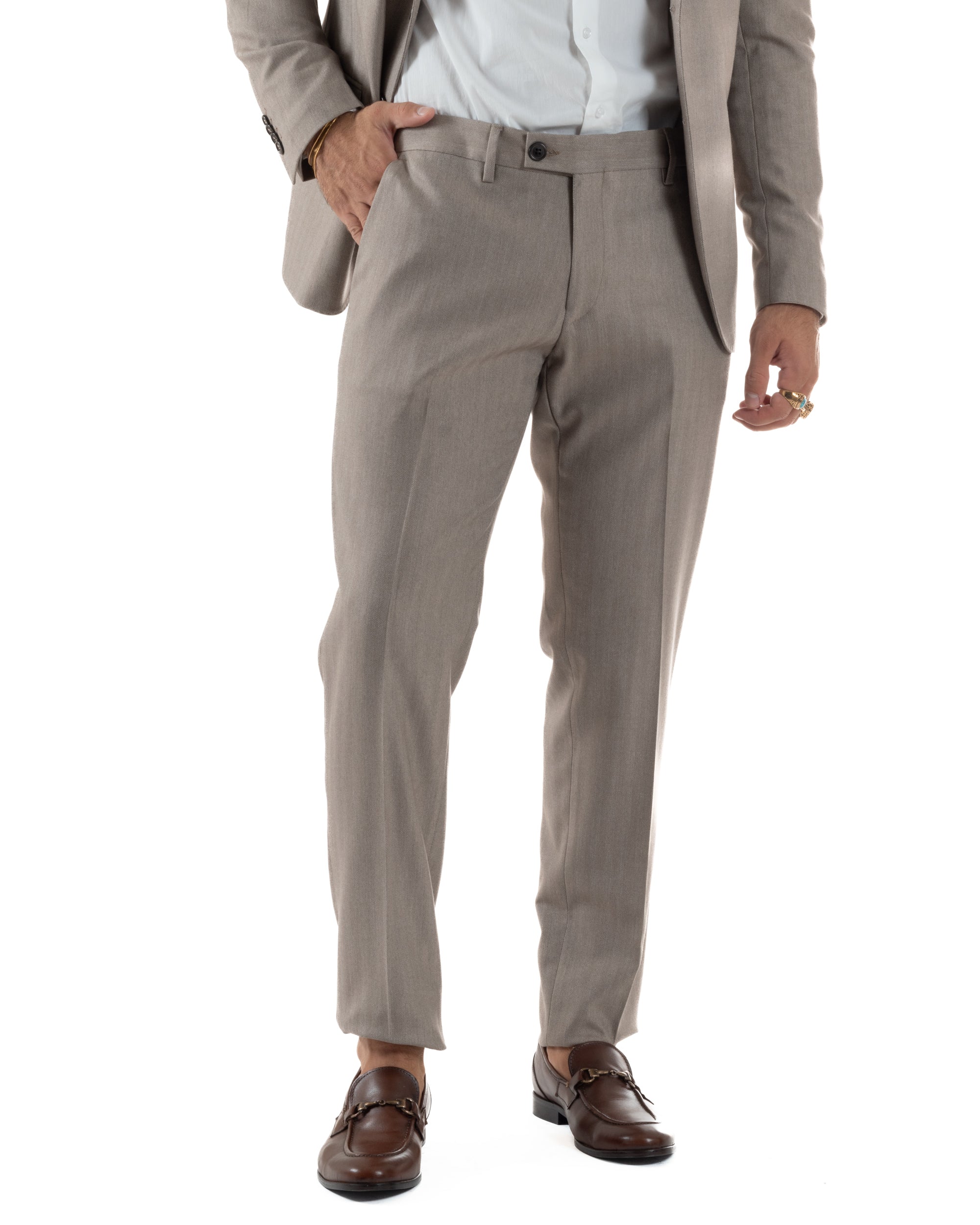 Abito Uomo Monopetto Viscosa Sartoriale Beige Melangiato Over-D OC1F2W5A06