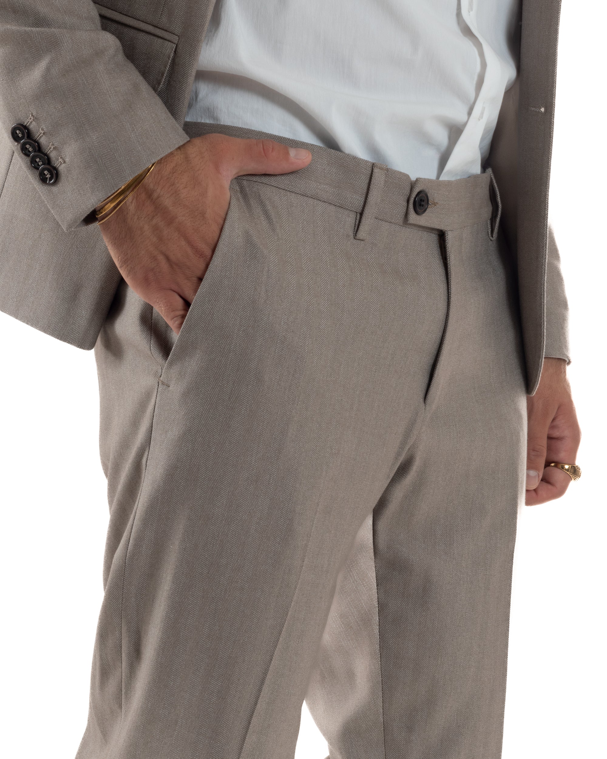 Abito Uomo Monopetto Viscosa Sartoriale Beige Melangiato Over-D OC1F2W5A06