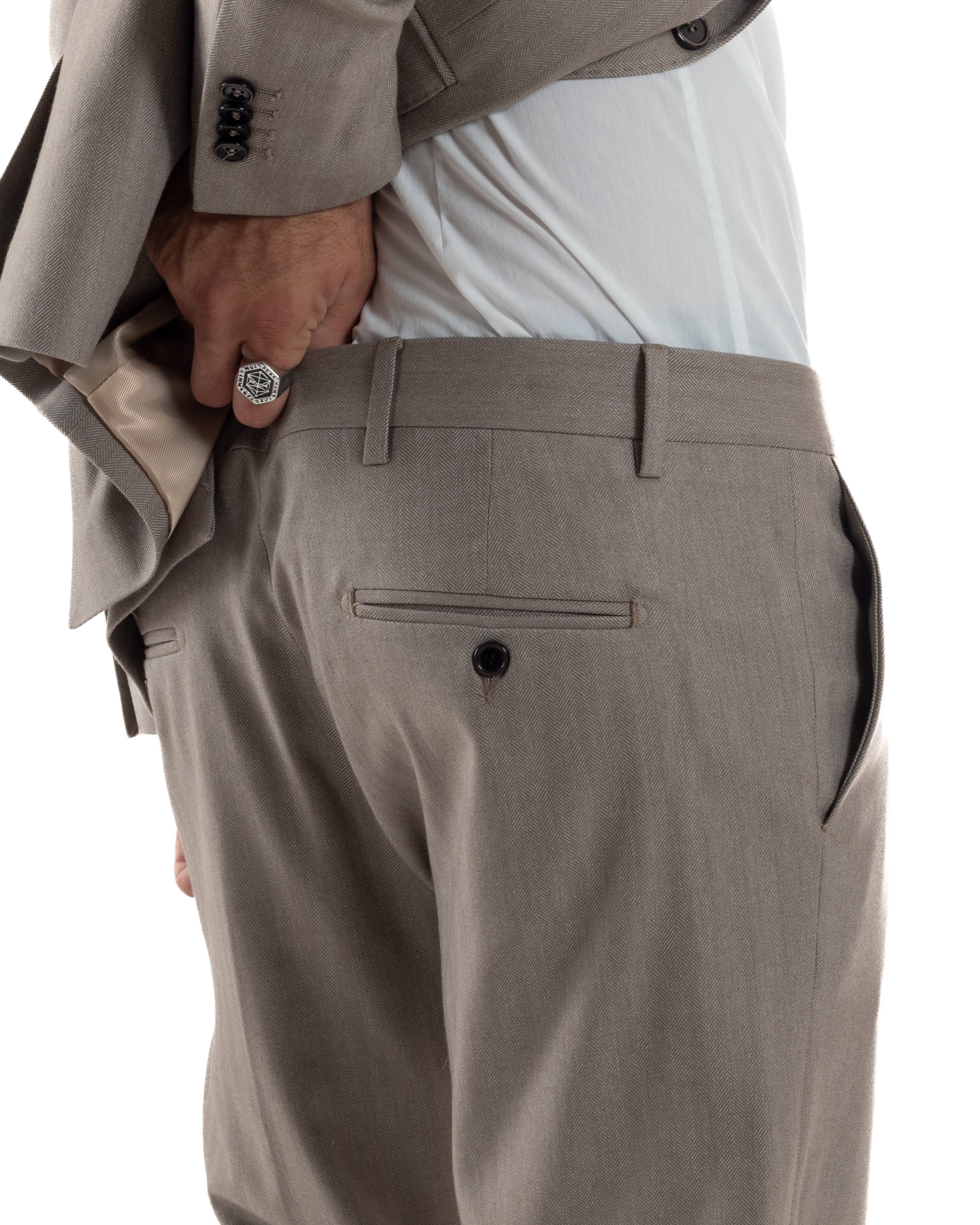 Abito Uomo Monopetto Viscosa Sartoriale Beige Melangiato Over-D OC1F2W5A06