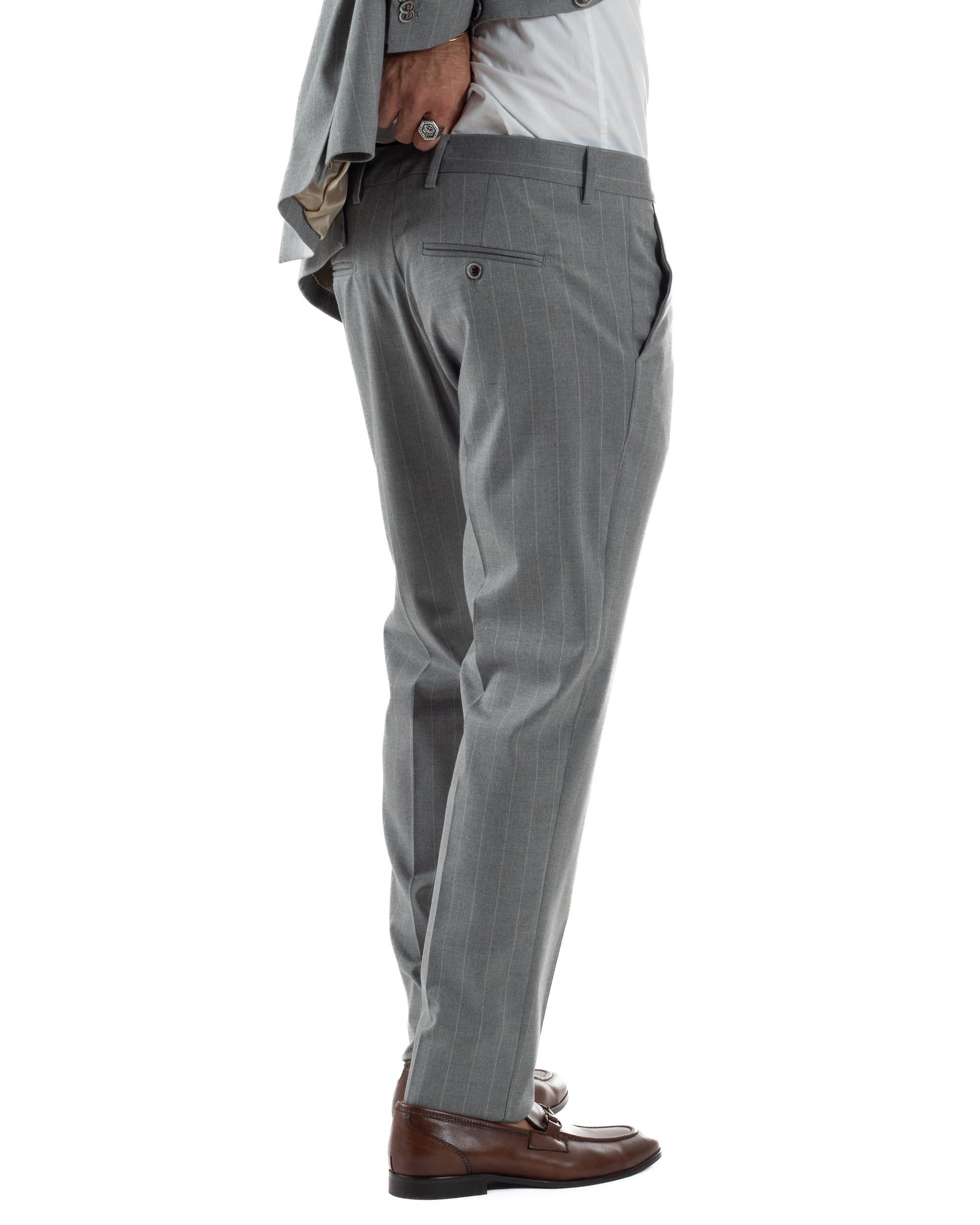 Abito Uomo Monopetto Gessato Sartoriale Rigato Grigio Over-D OC1F2W5A03