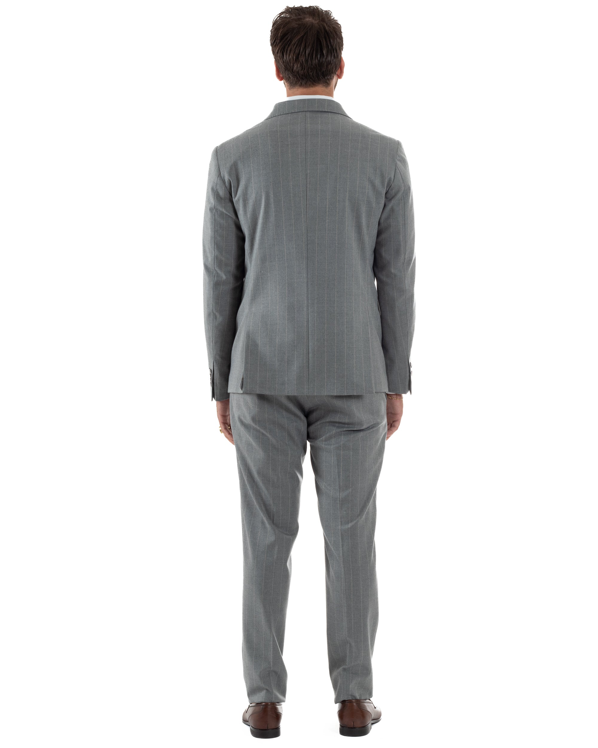 Abito Uomo Monopetto Gessato Sartoriale Rigato Grigio Over-D OC1F2W5A03
