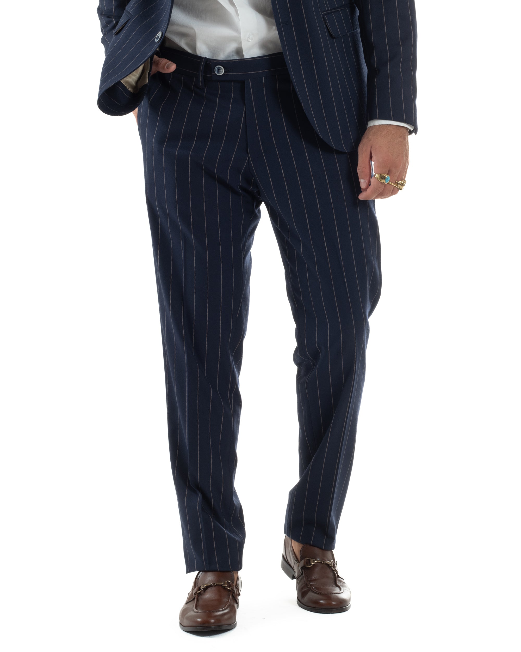 Abito Uomo Monopetto Gessato Sartoriale Rigato Blu Over-D OC1F2W5A03