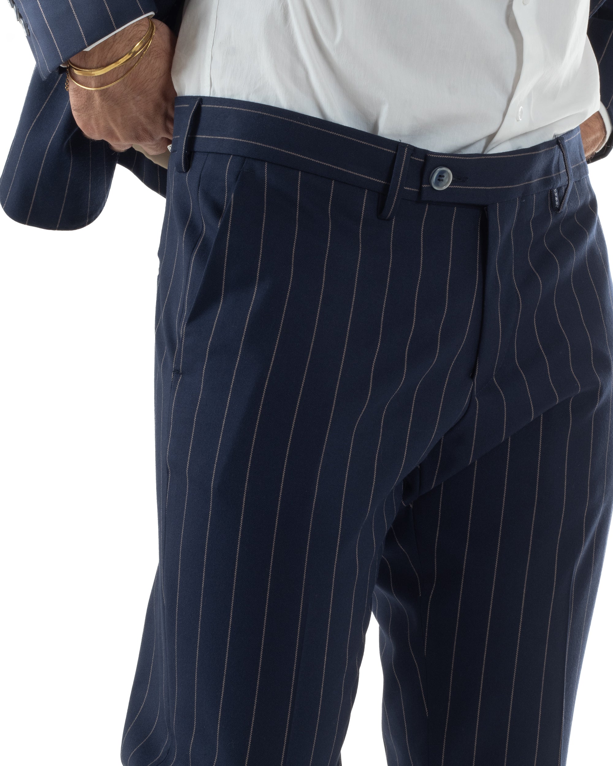 Abito Uomo Monopetto Gessato Sartoriale Rigato Blu Over-D OC1F2W5A03