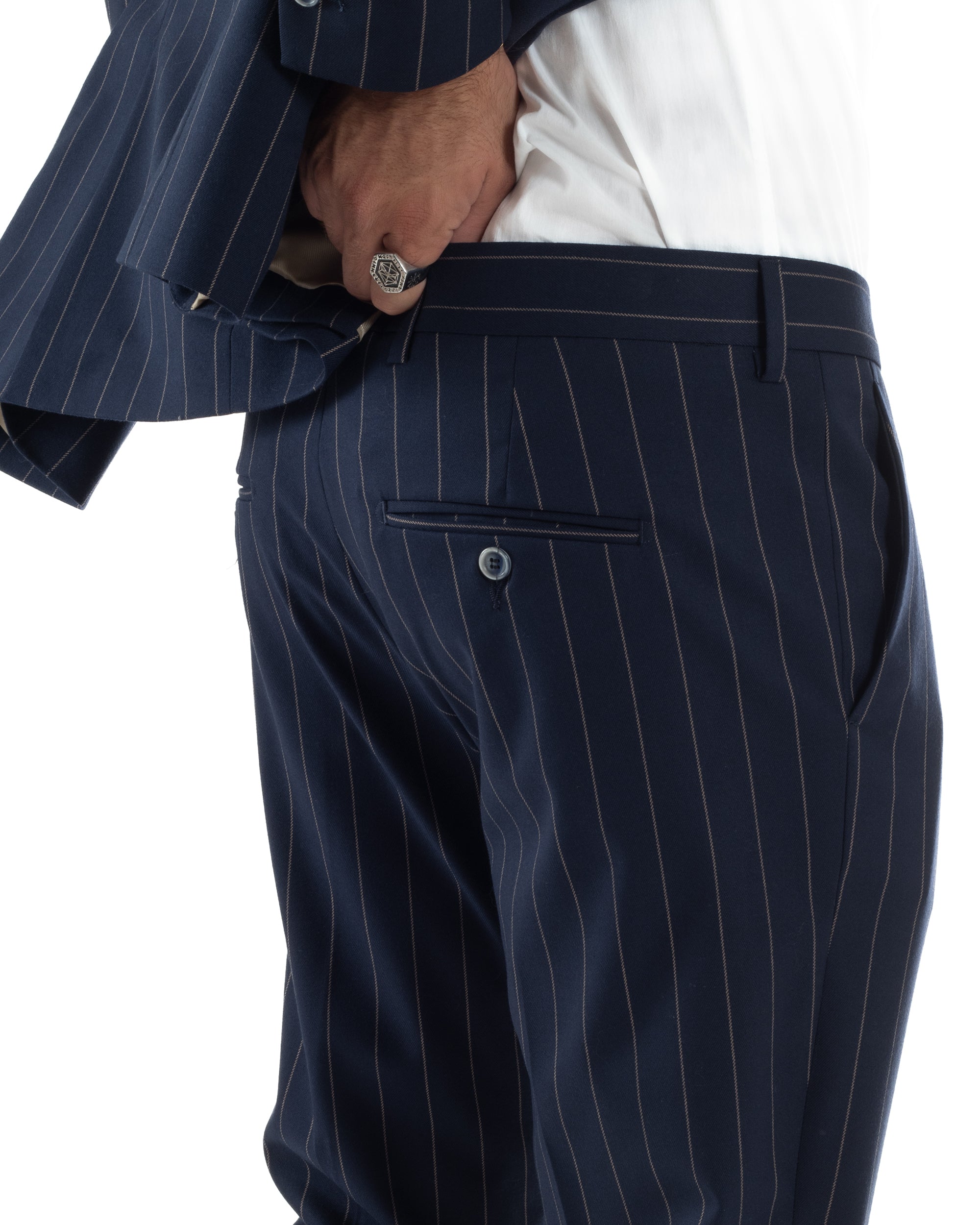 Abito Uomo Monopetto Gessato Sartoriale Rigato Blu Over-D OC1F2W5A03