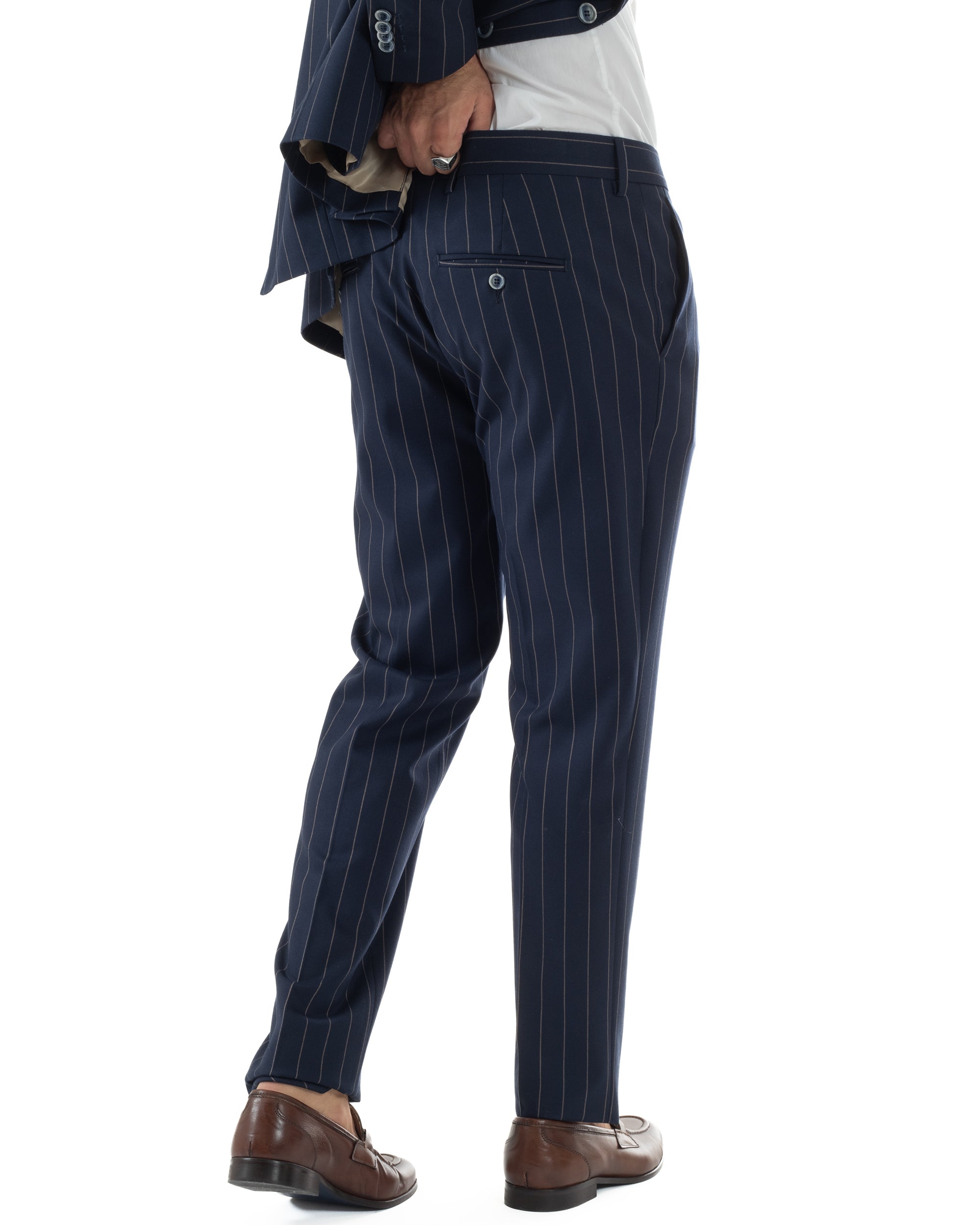 Abito Uomo Monopetto Gessato Sartoriale Rigato Blu Over-D OC1F2W5A03