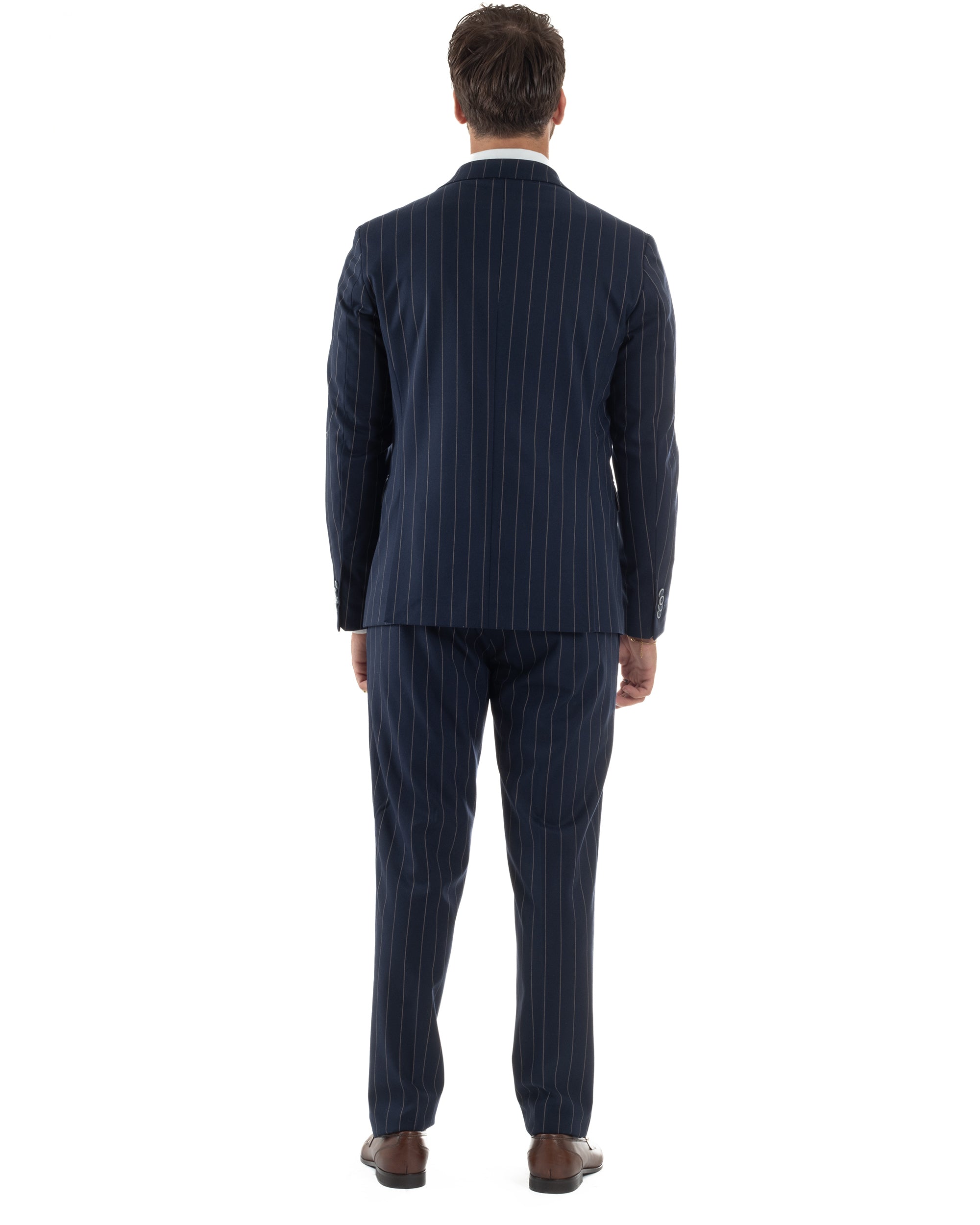 Abito Uomo Monopetto Gessato Sartoriale Rigato Blu Over-D OC1F2W5A03