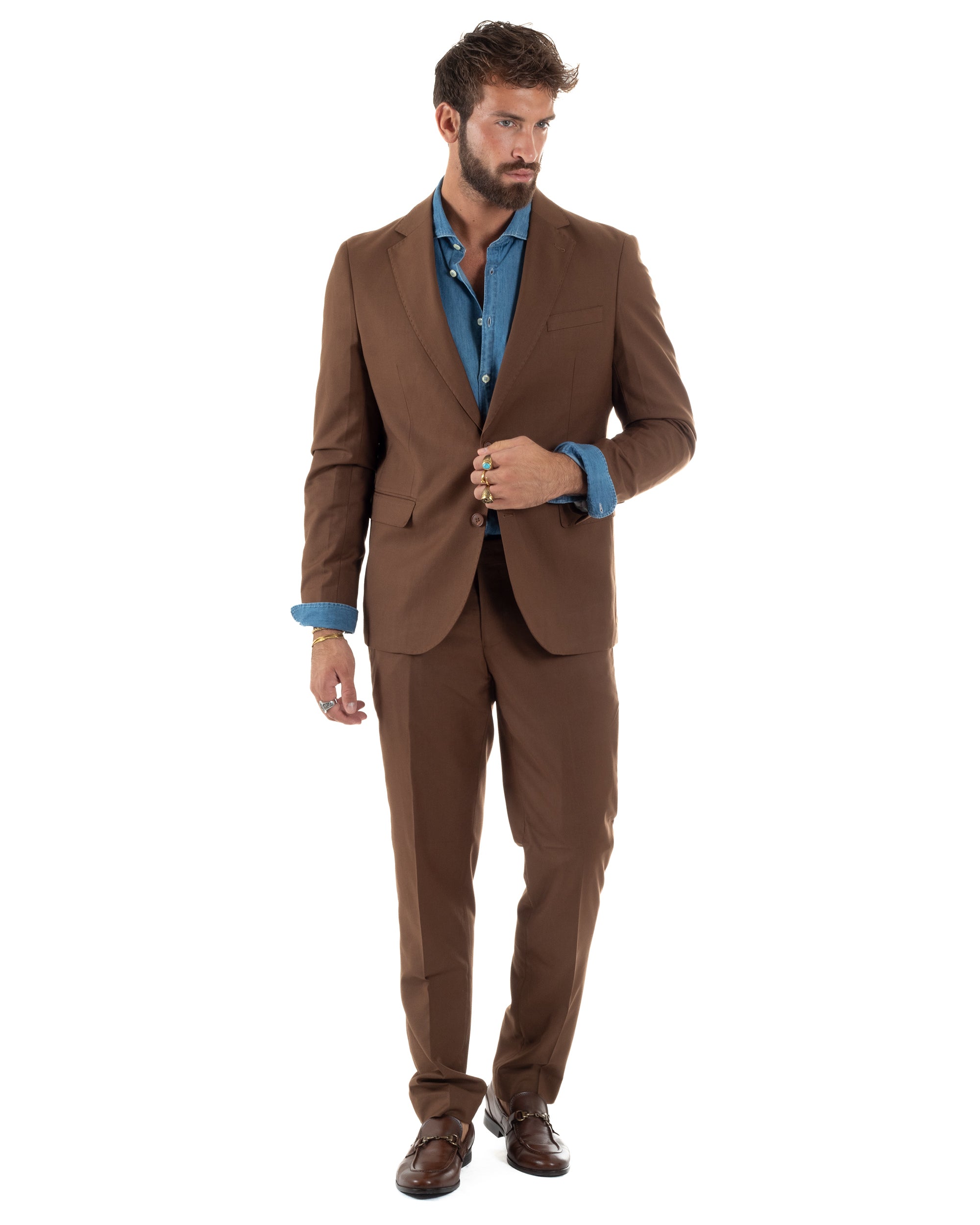Abito Monopetto Basic Tinta Unita Marrone AE1180A