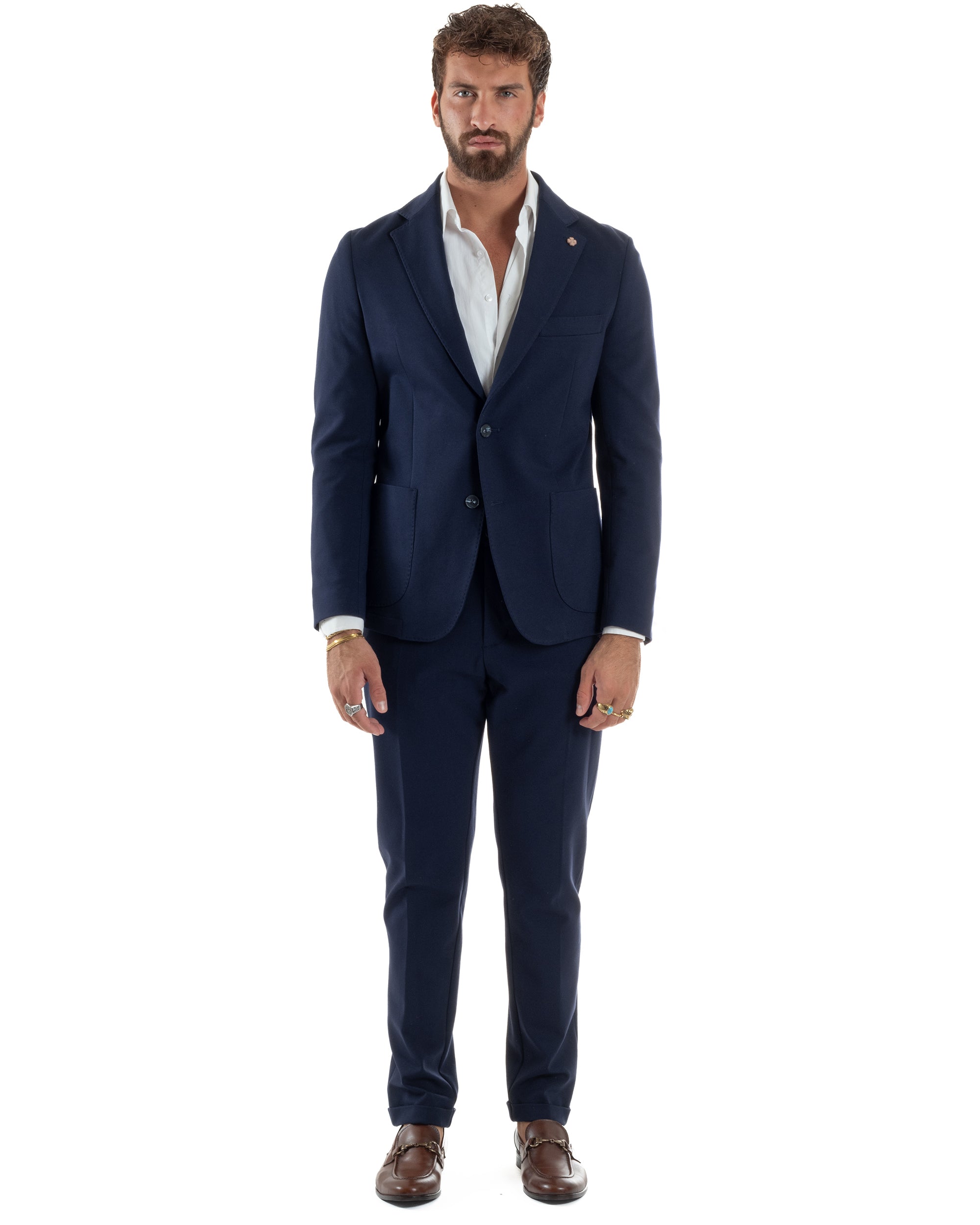 Abito Uomo Monopetto Viscosa Sartoriale Tinta Unita Blu Over-D OC1F2W5G01