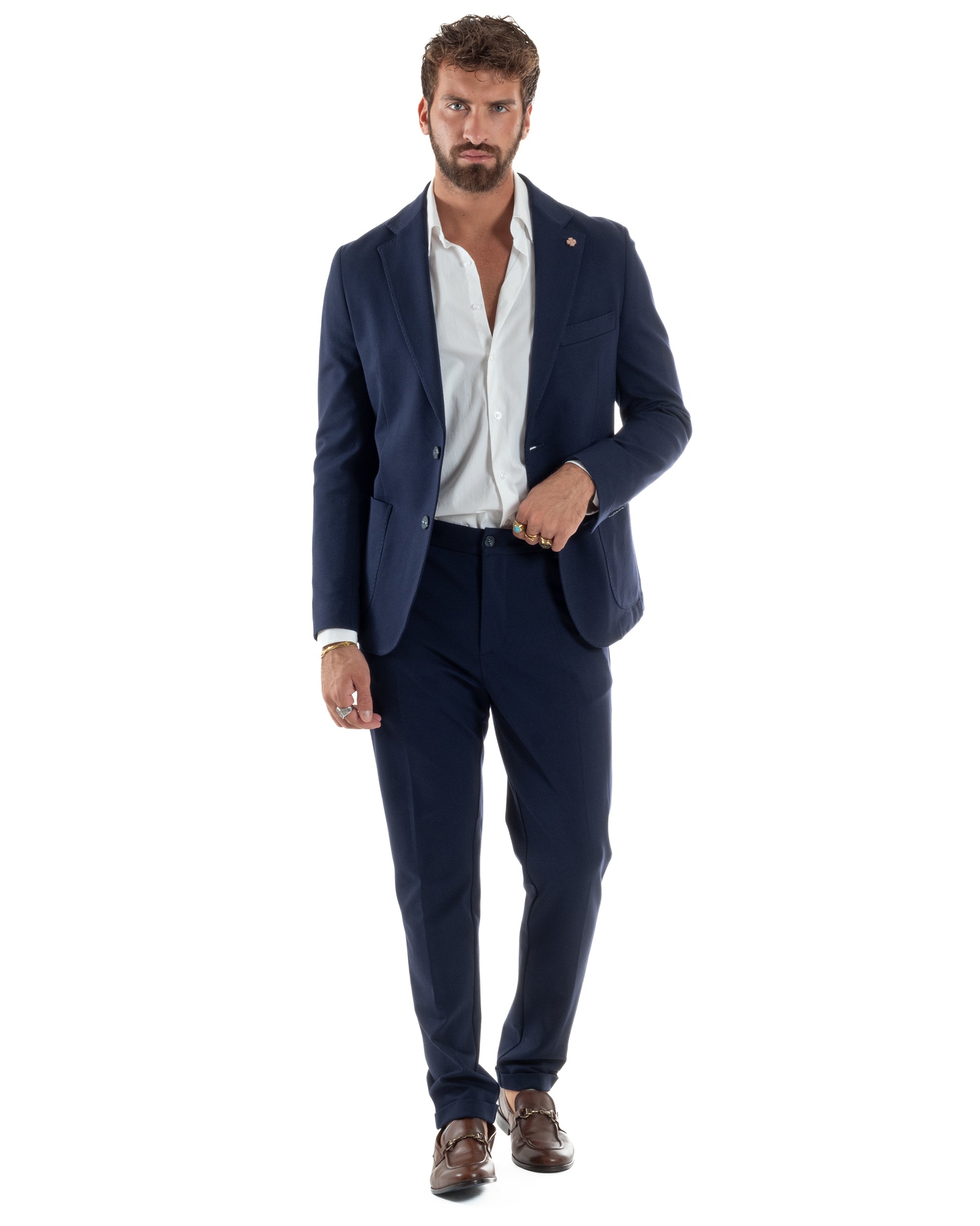 Abito Uomo Monopetto Viscosa Sartoriale Tinta Unita Blu Over-D OC1F2W5G01