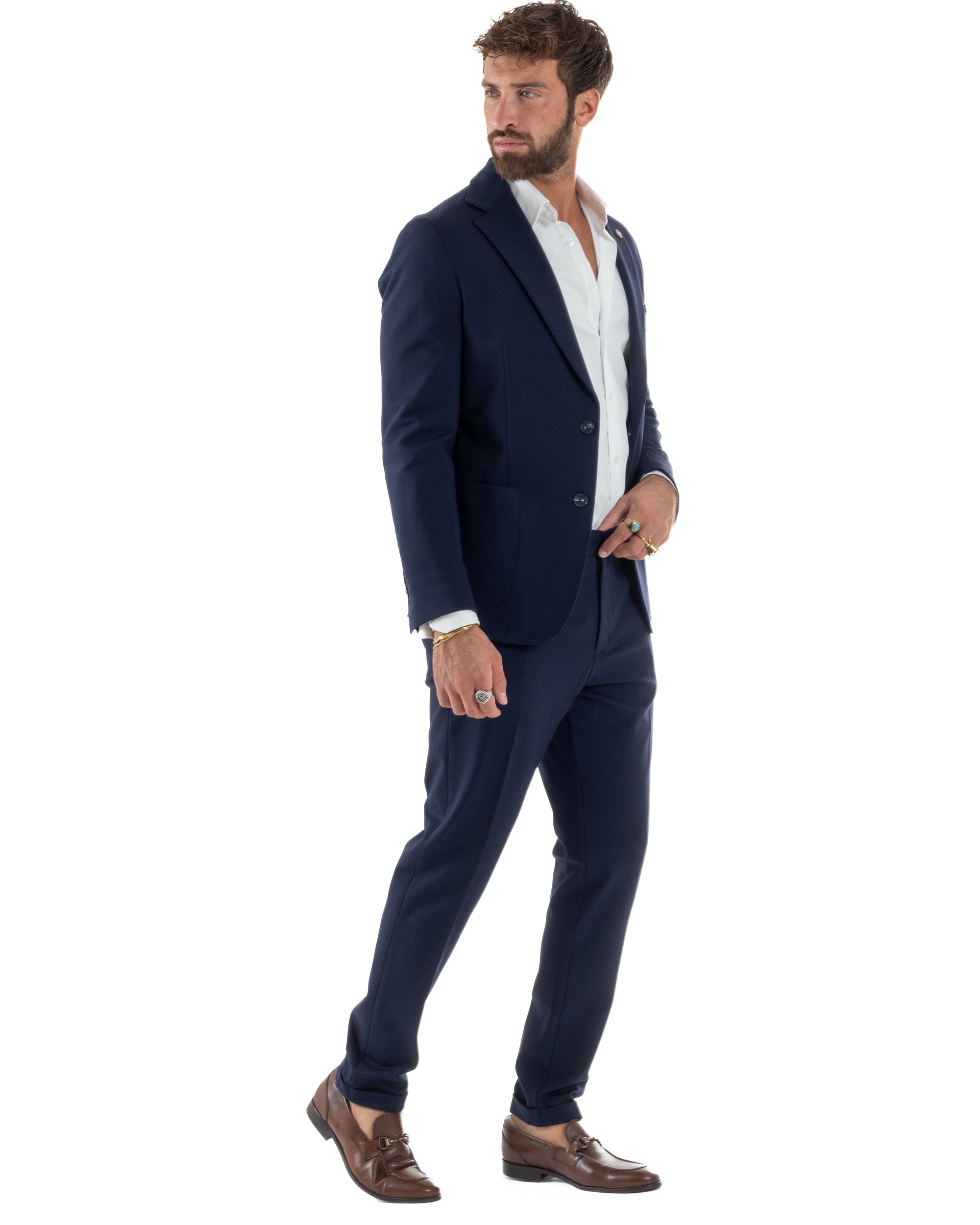 Abito Uomo Monopetto Viscosa Sartoriale Tinta Unita Blu Over-D OC1F2W5G01