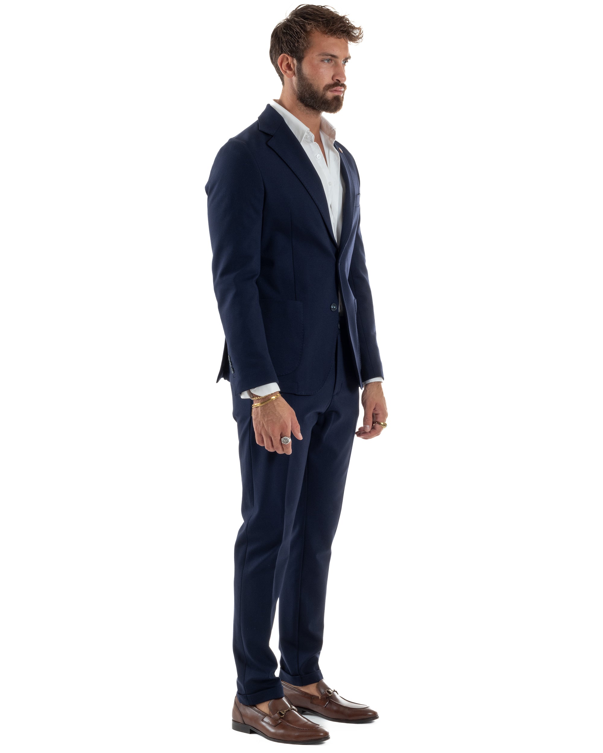 Abito Uomo Monopetto Viscosa Sartoriale Tinta Unita Blu Over-D OC1F2W5G01