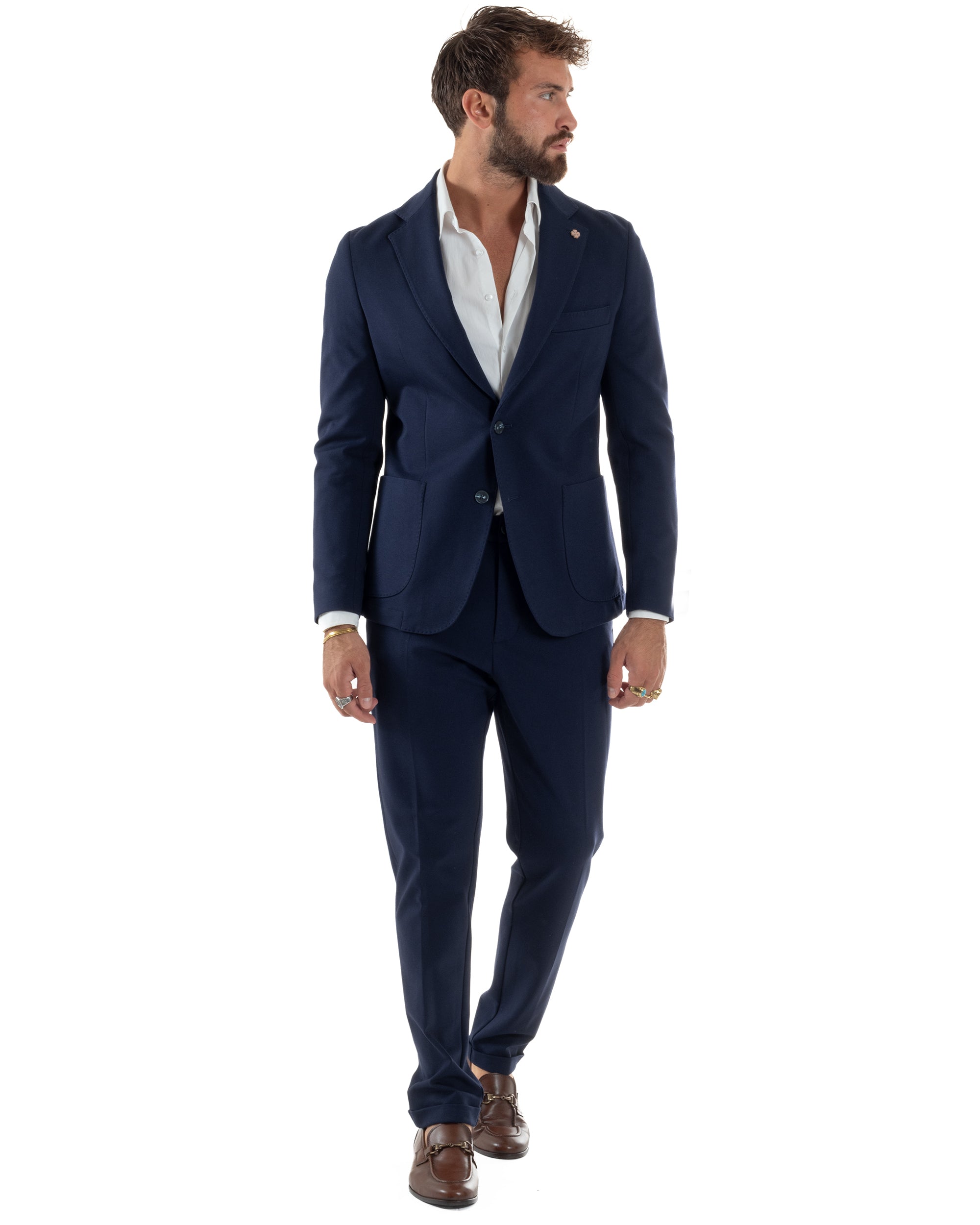 Abito Uomo Monopetto Viscosa Sartoriale Tinta Unita Blu Over-D OC1F2W5G01