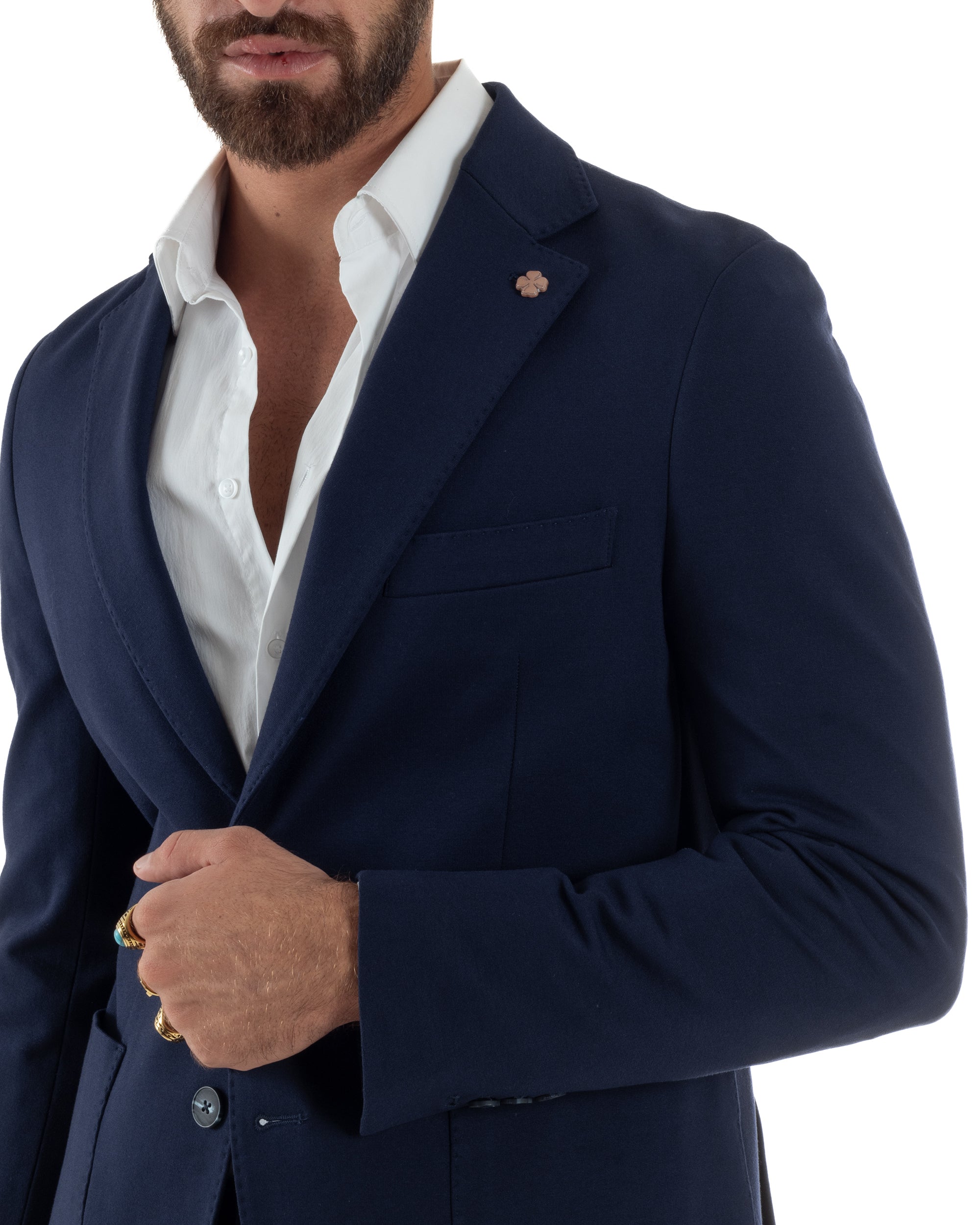 Abito Uomo Monopetto Viscosa Sartoriale Tinta Unita Blu Over-D OC1F2W5G01