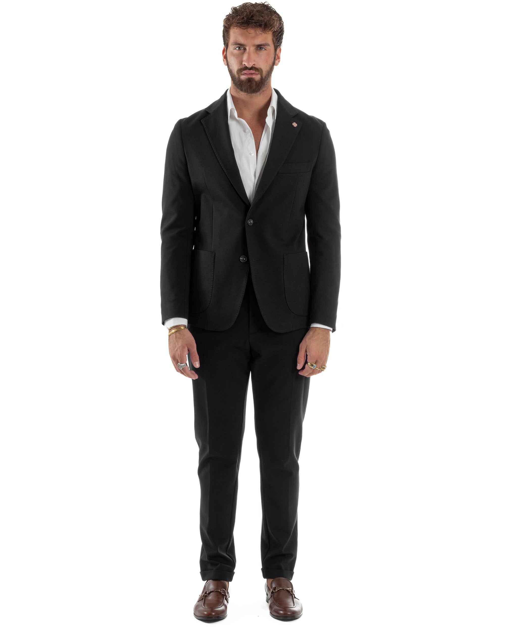 Abito Uomo Monopetto Viscosa Sartoriale Tinta Unita Nero Over-D OC1F2W5G01