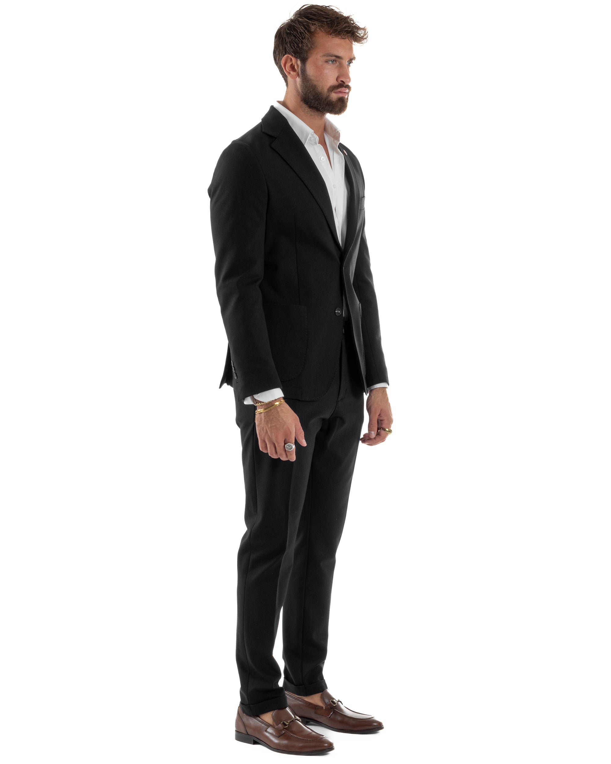 Abito Uomo Monopetto Viscosa Sartoriale Tinta Unita Nero Over-D OC1F2W5G01