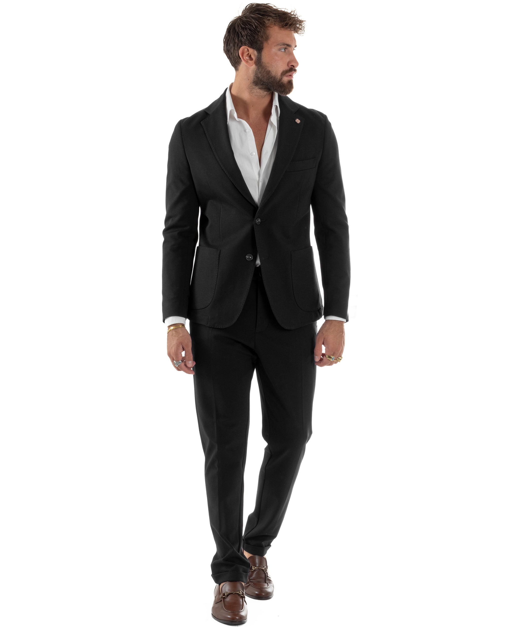 Abito Uomo Monopetto Viscosa Sartoriale Tinta Unita Nero Over-D OC1F2W5G01