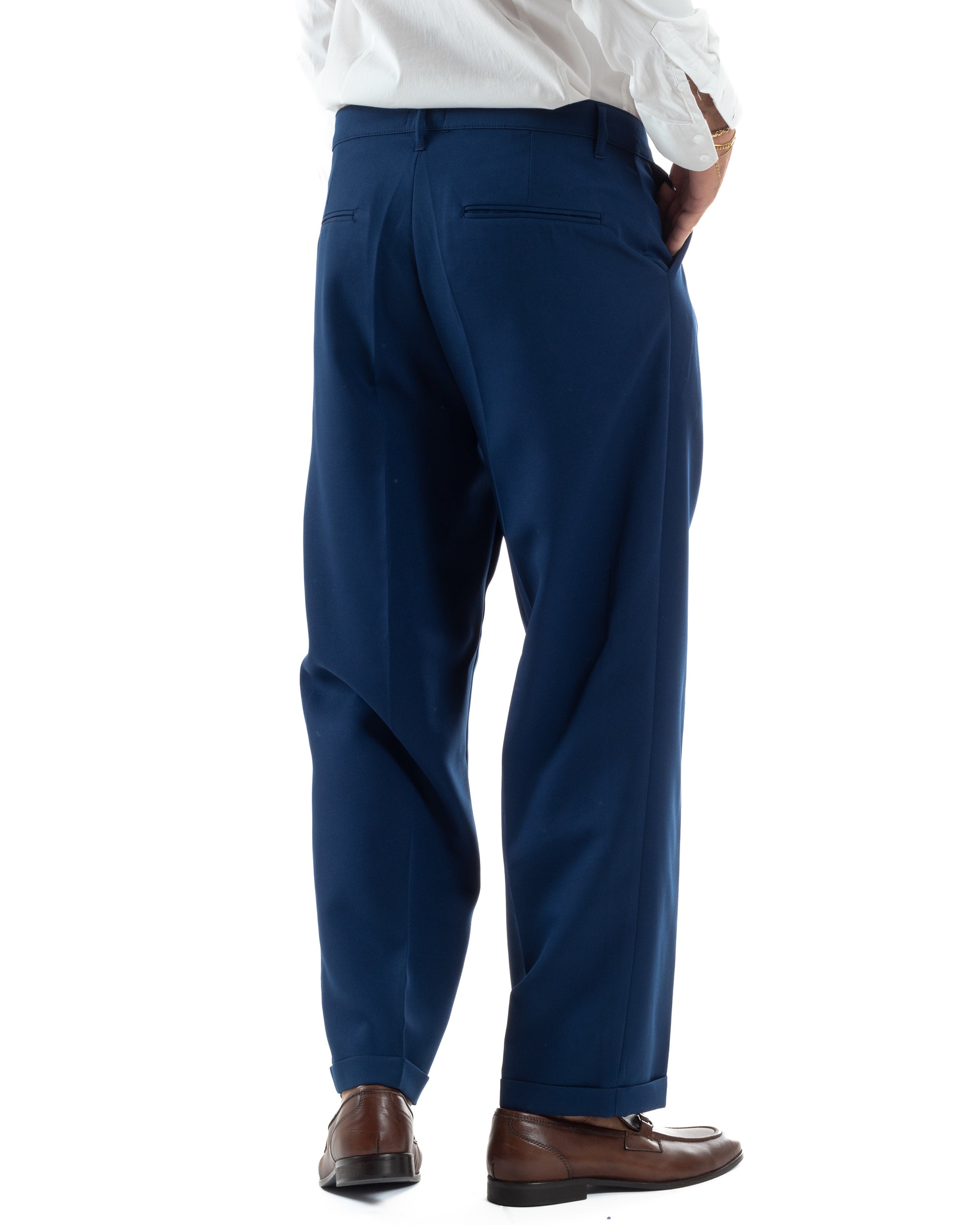 Abito Uomo Monopetto Viscosa Pantaloni Baggy Blu AE1184A