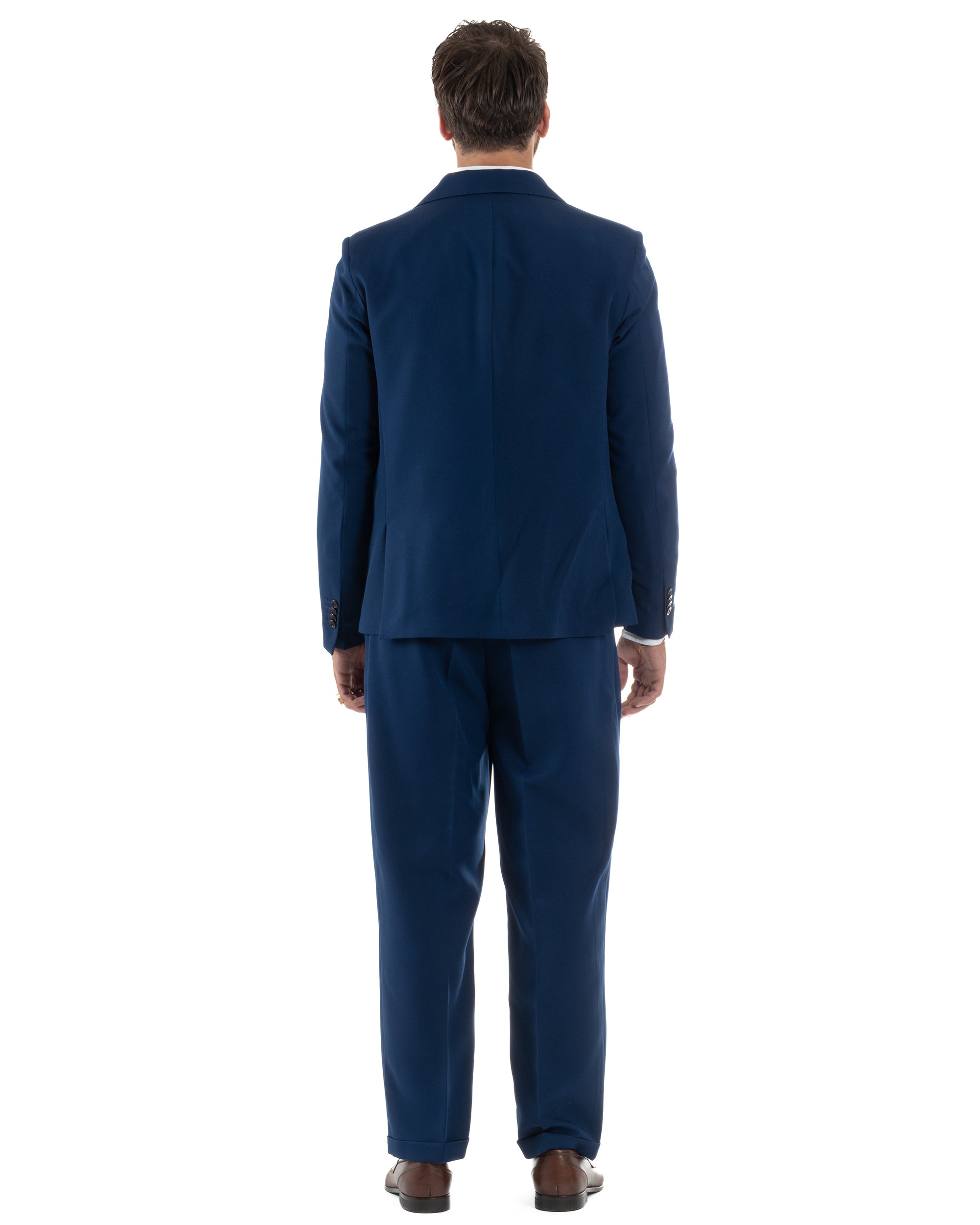 Abito Uomo Monopetto Viscosa Pantaloni Baggy Blu AE1184A