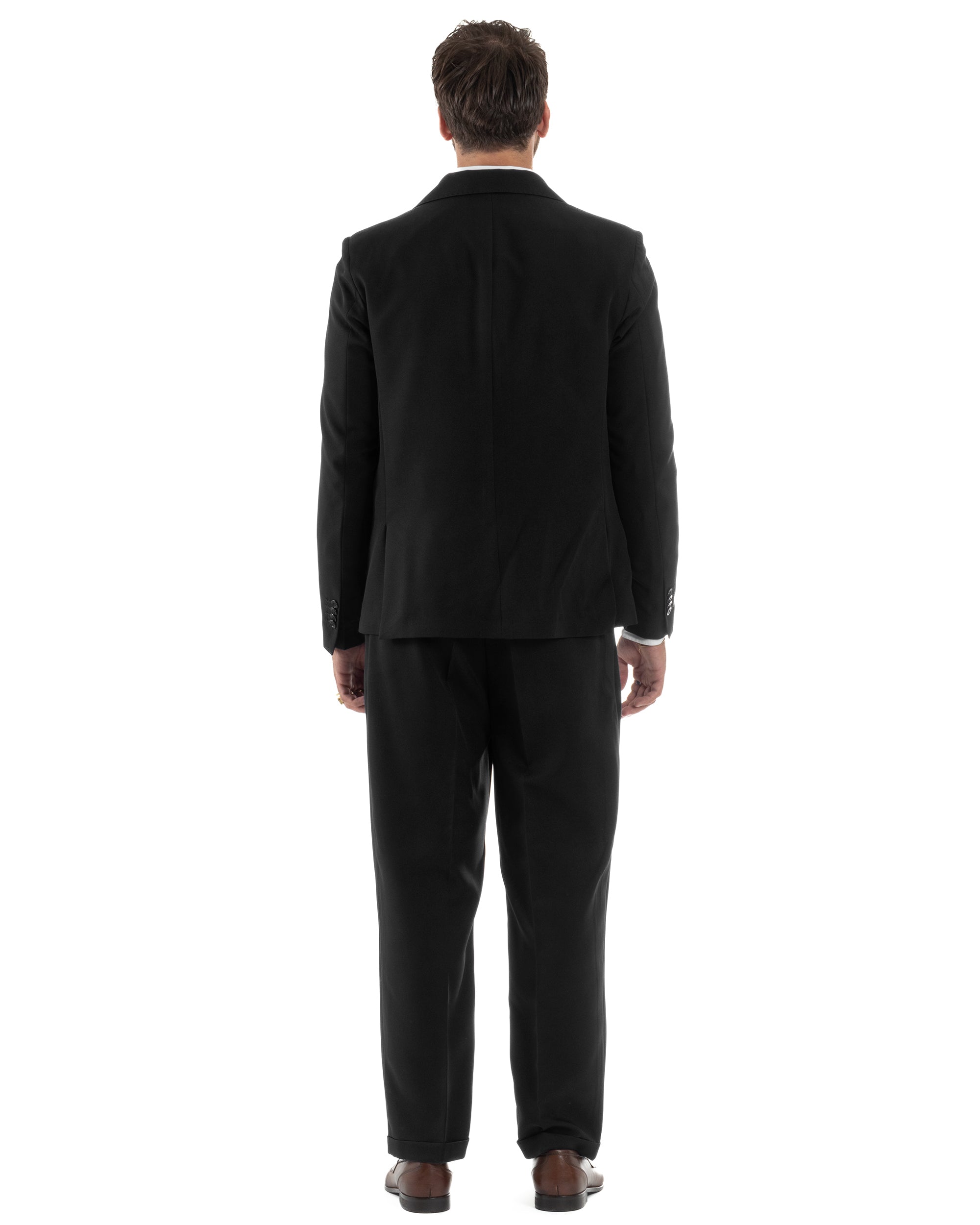 Abito Uomo Monopetto Viscosa Pantaloni Baggy Nero AE1186A