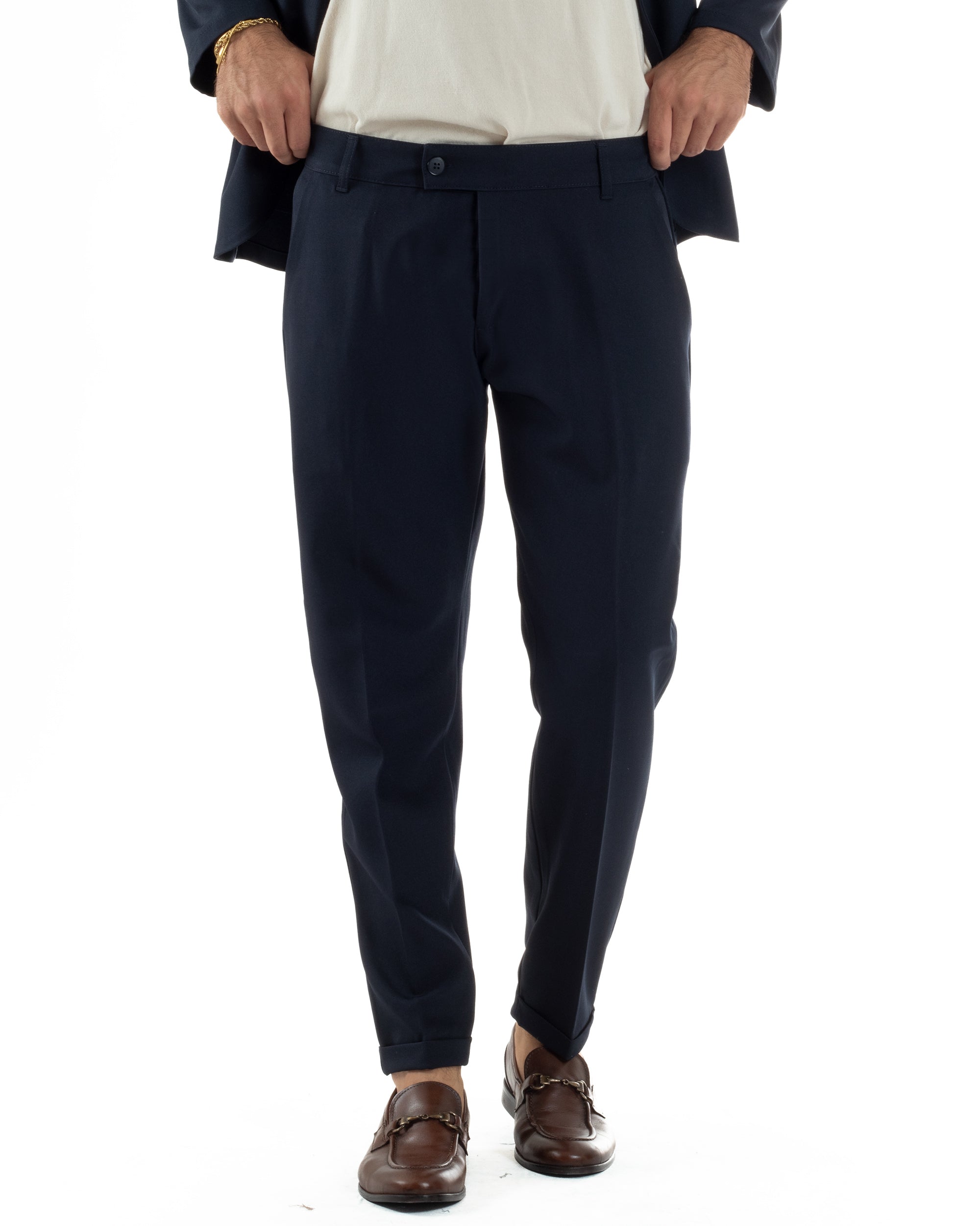 Abito Uomo Monopetto Coreano Coordinato Viscosa Blu AE1188A