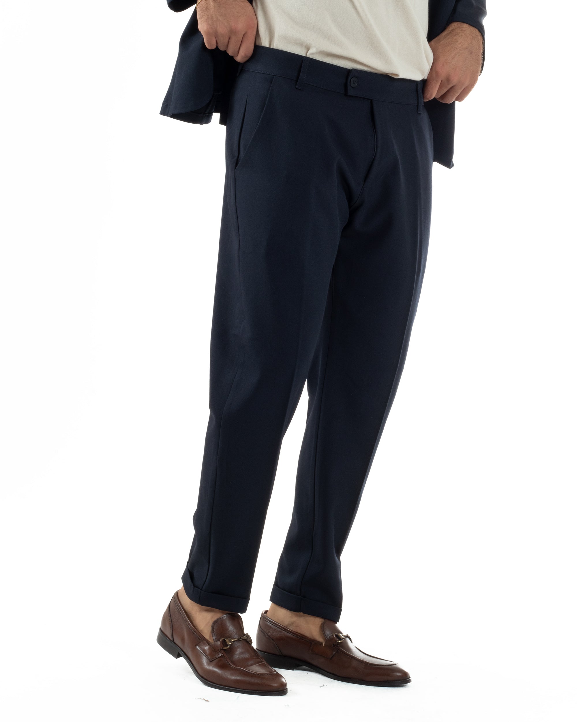 Abito Uomo Monopetto Coreano Coordinato Viscosa Blu AE1188A