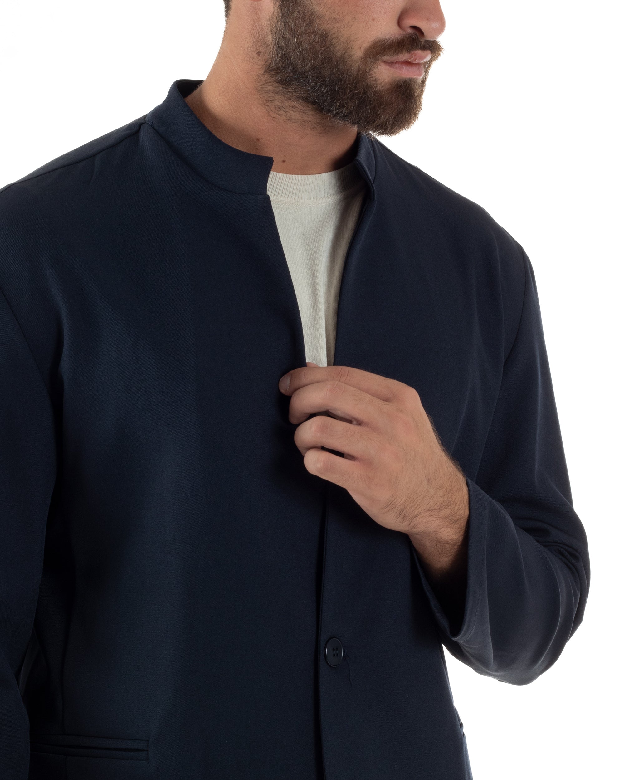 Abito Uomo Monopetto Coreano Coordinato Viscosa Blu AE1188A