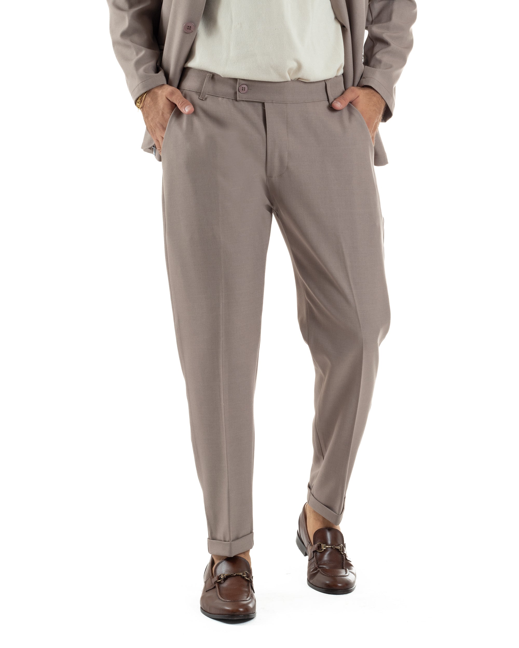 Abito Uomo Monopetto Coreano Coordinato Viscosa Beige AE1189A