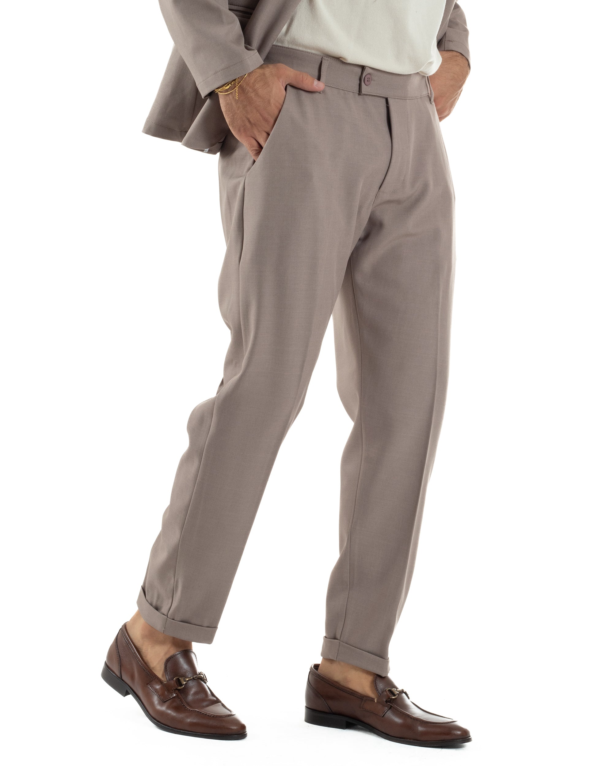 Abito Uomo Monopetto Coreano Coordinato Viscosa Beige AE1189A