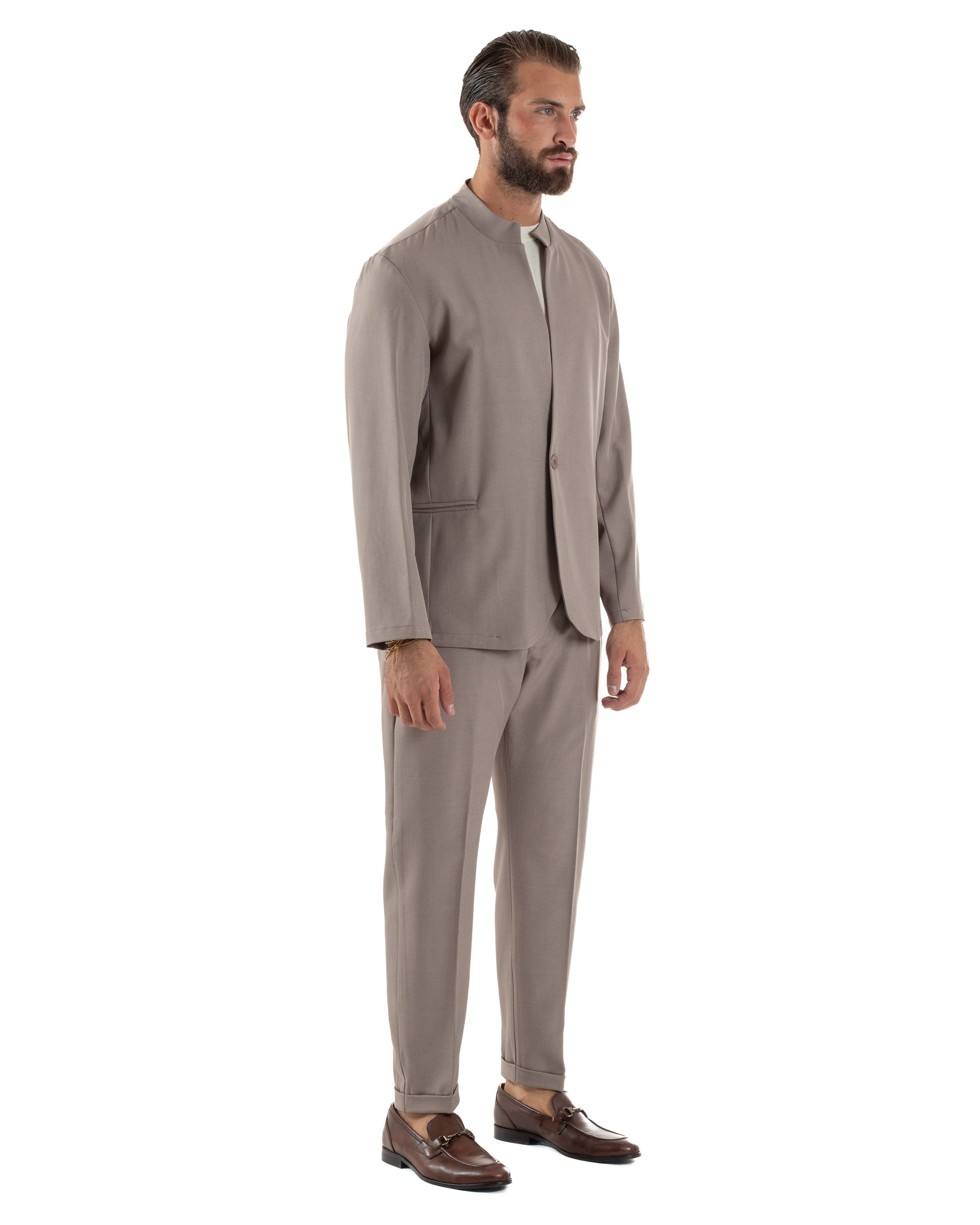 Abito Uomo Monopetto Coreano Coordinato Viscosa Beige AE1189A