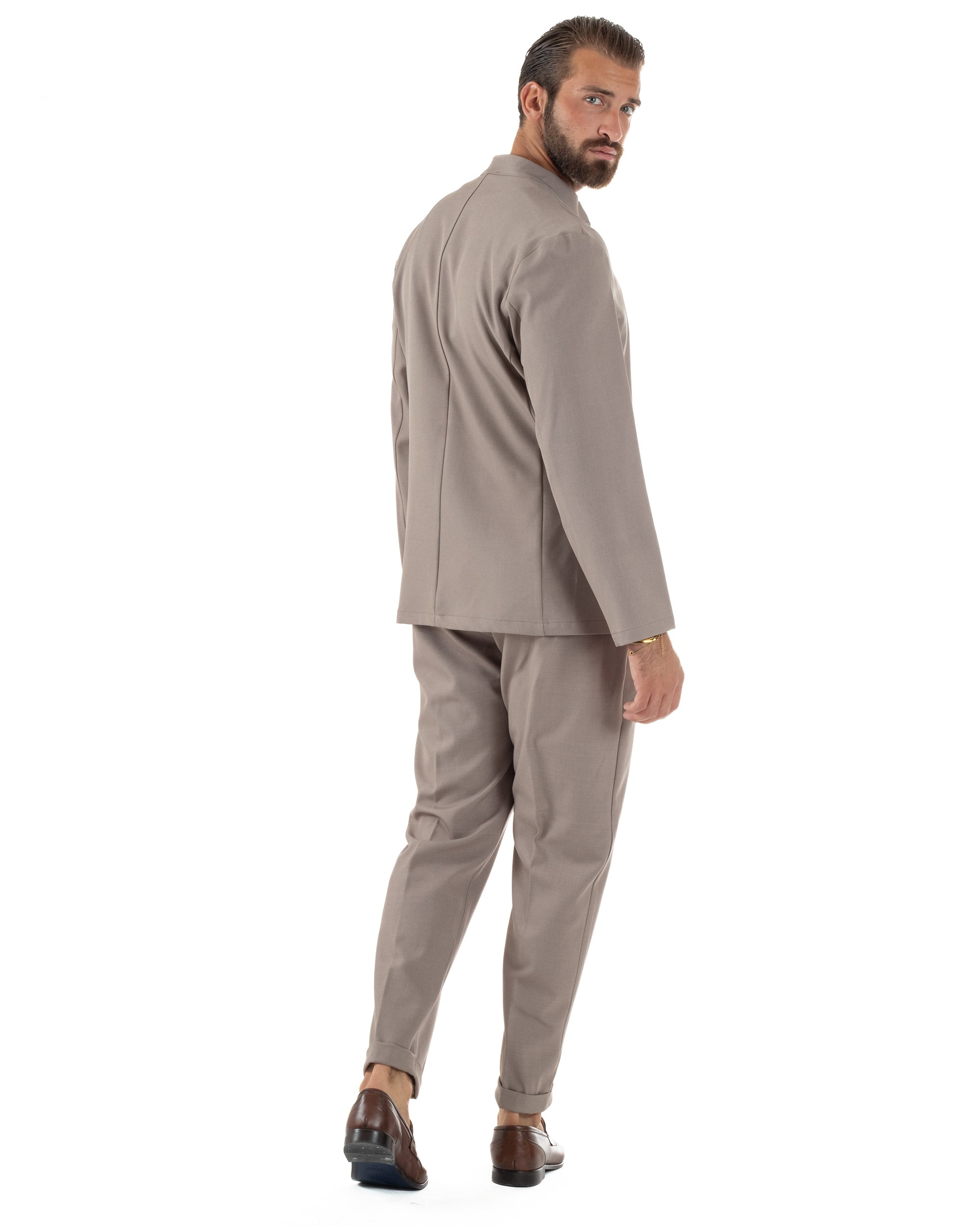 Abito Uomo Monopetto Coreano Coordinato Viscosa Beige AE1189A