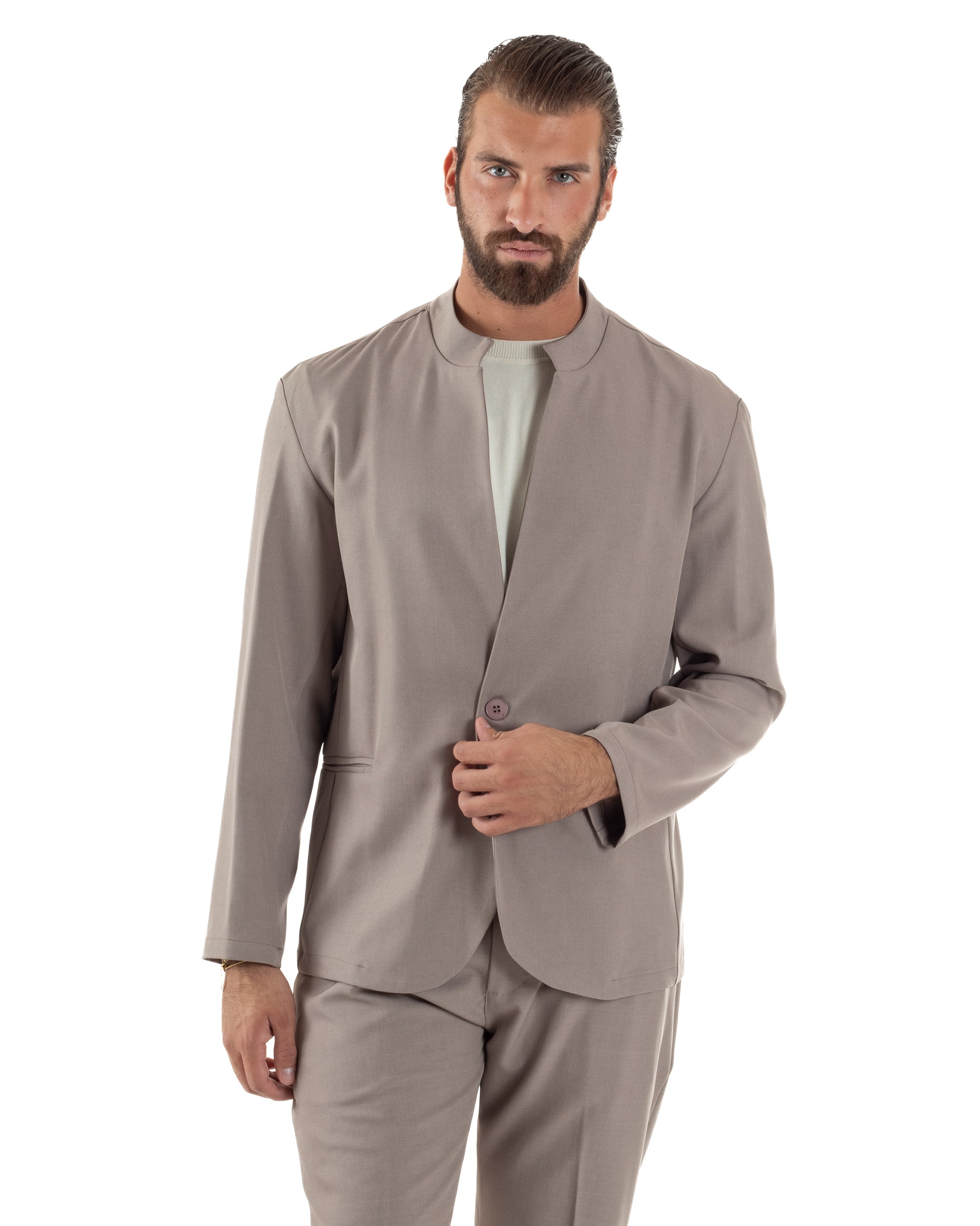 Abito Uomo Monopetto Coreano Coordinato Viscosa Beige AE1189A