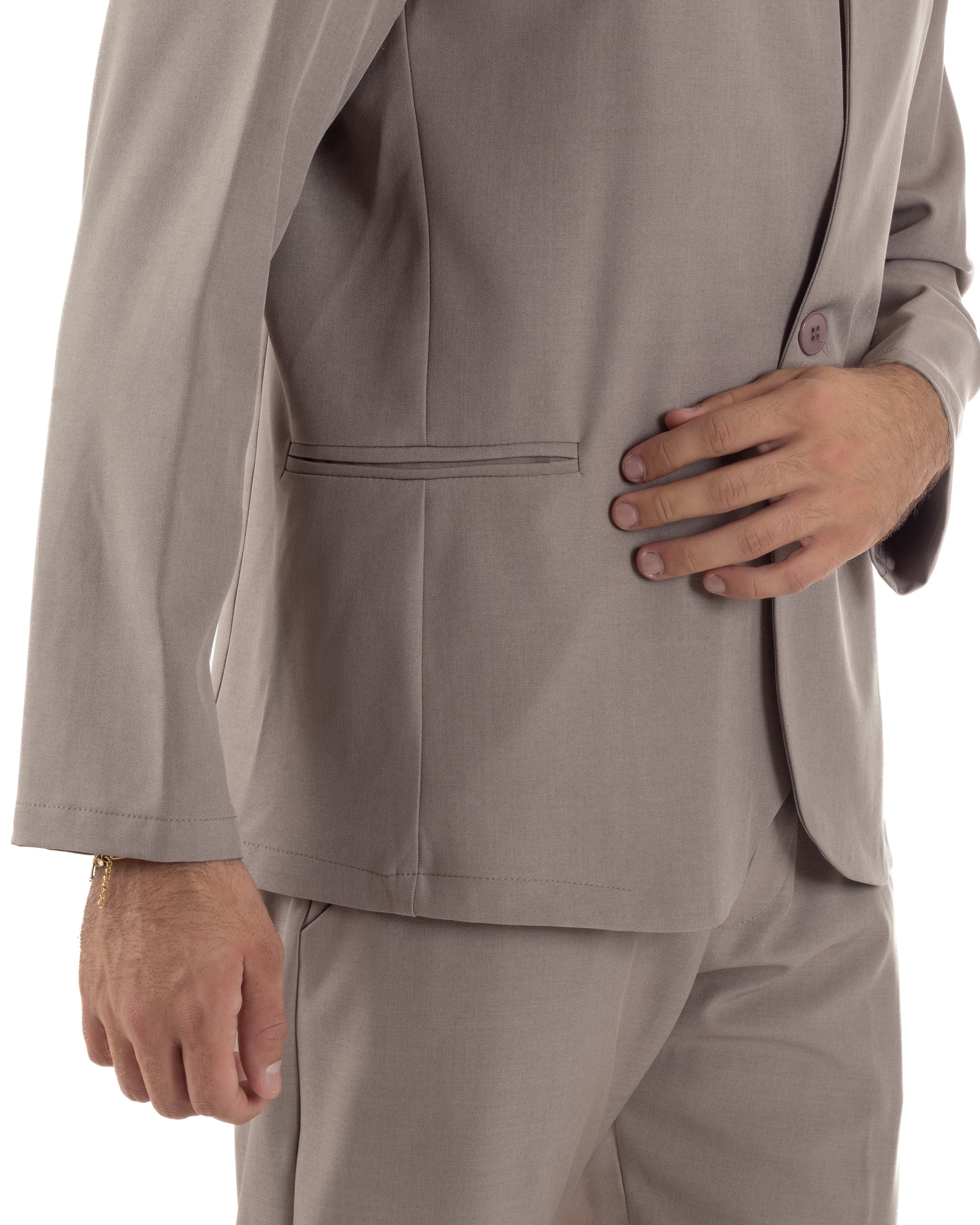 Abito Uomo Monopetto Coreano Coordinato Viscosa Beige AE1189A