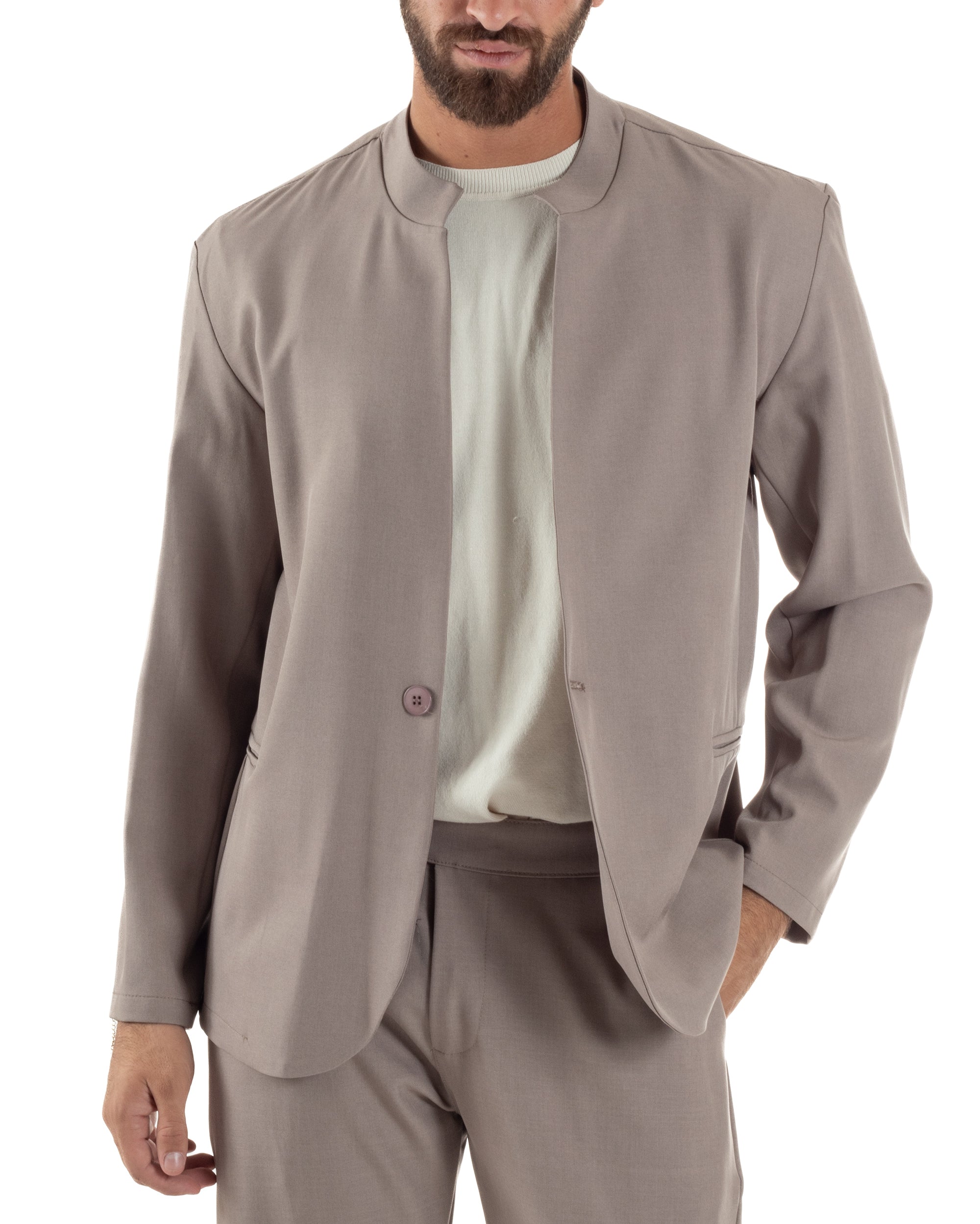 Abito Uomo Monopetto Coreano Coordinato Viscosa Beige AE1189A