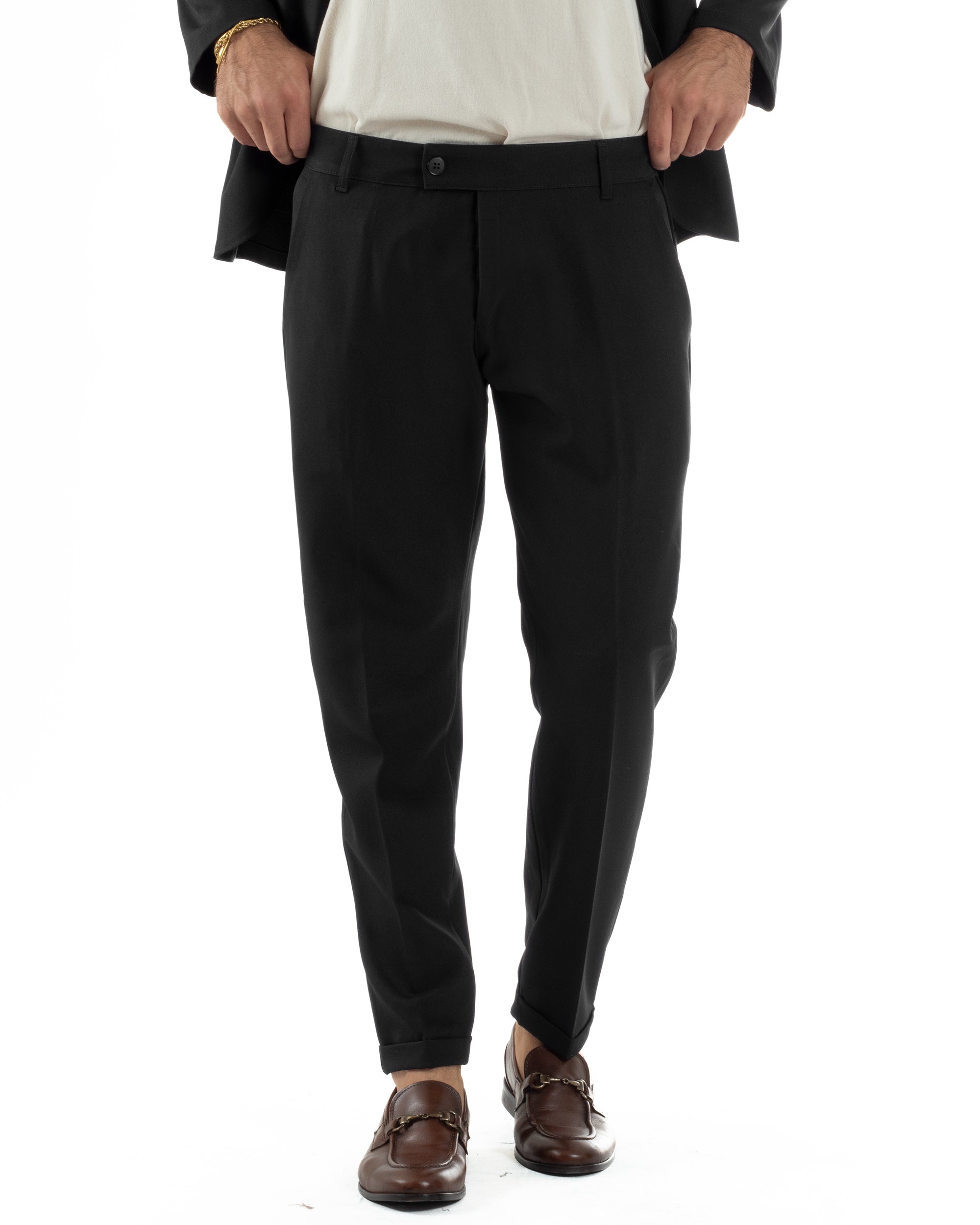 Abito Uomo Monopetto Coreano Coordinato Viscosa Nero AE1190A