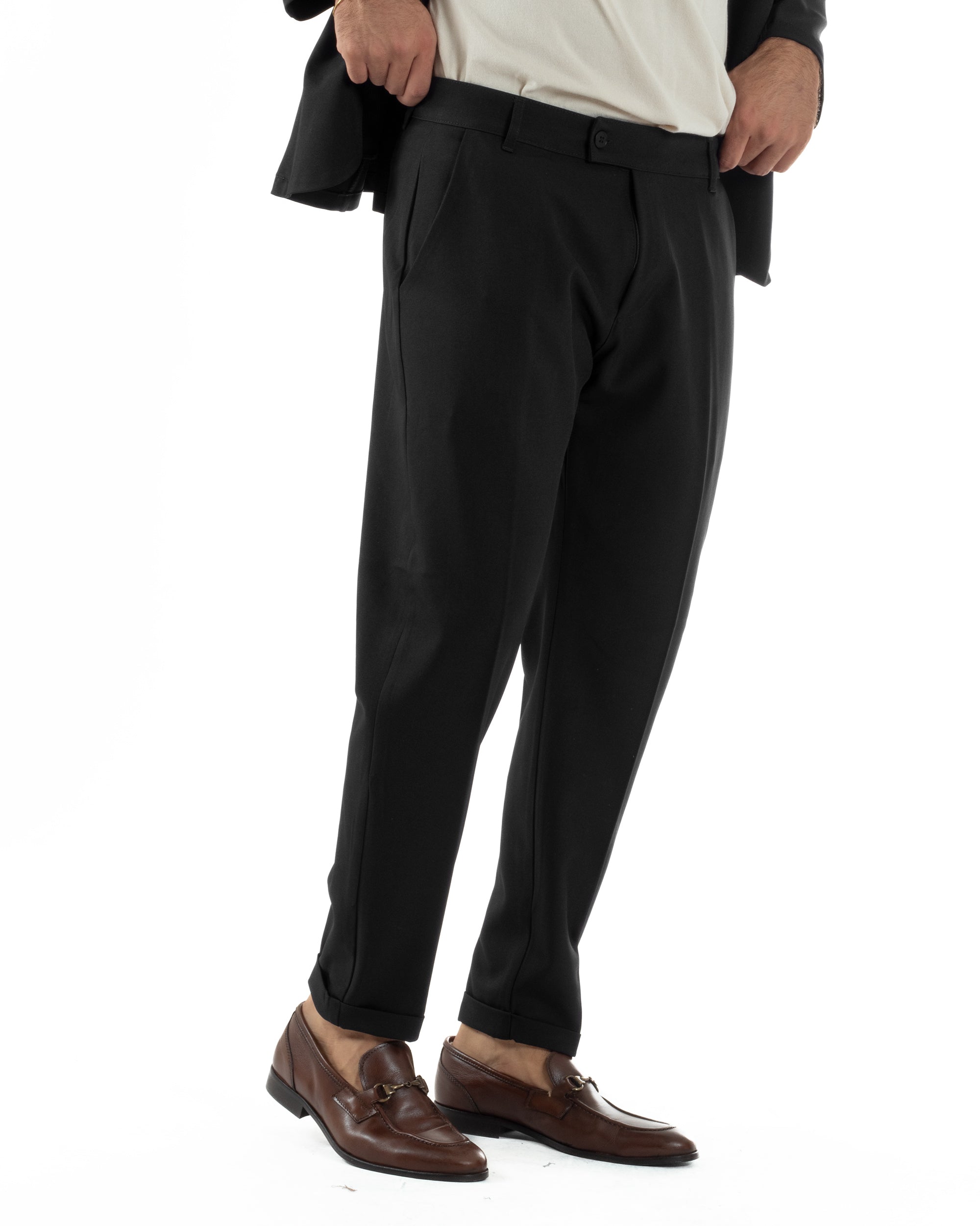 Abito Uomo Monopetto Coreano Coordinato Viscosa Nero AE1190A