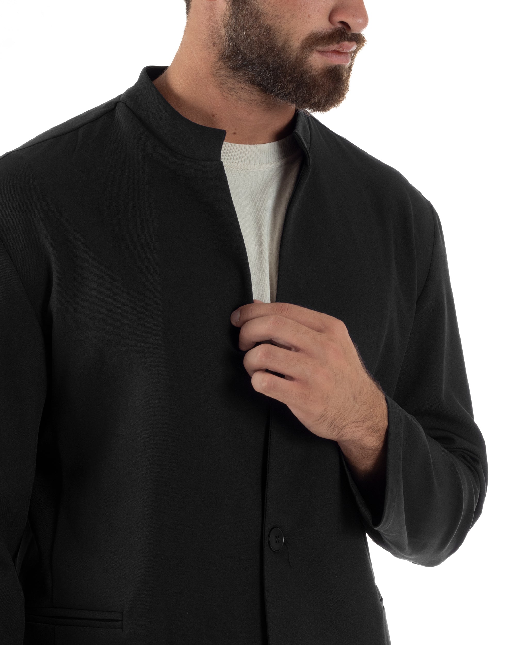 Abito Uomo Monopetto Coreano Coordinato Viscosa Nero AE1190A